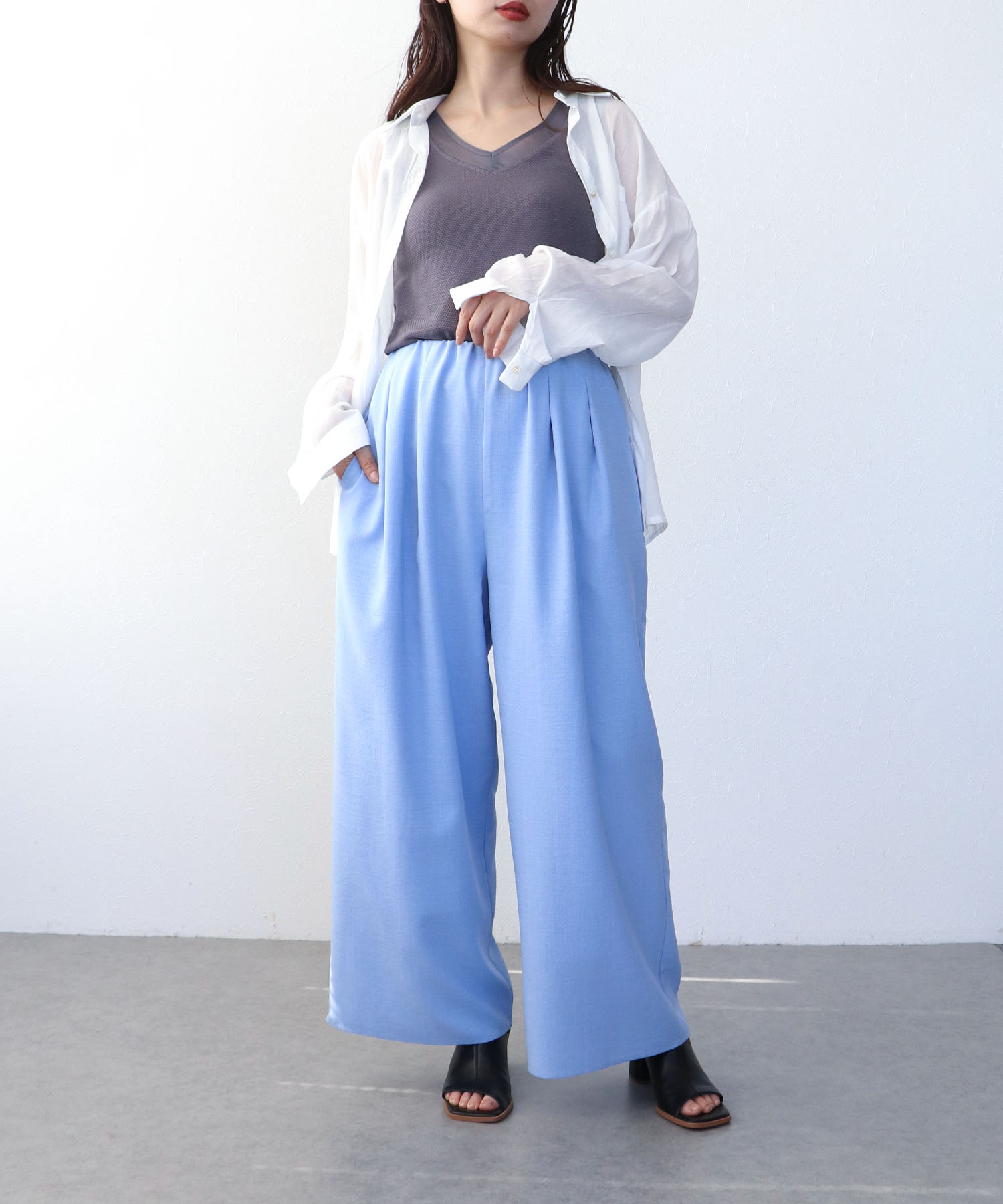 〔お家で試着〕リネンライクカラーパンツ (別注)