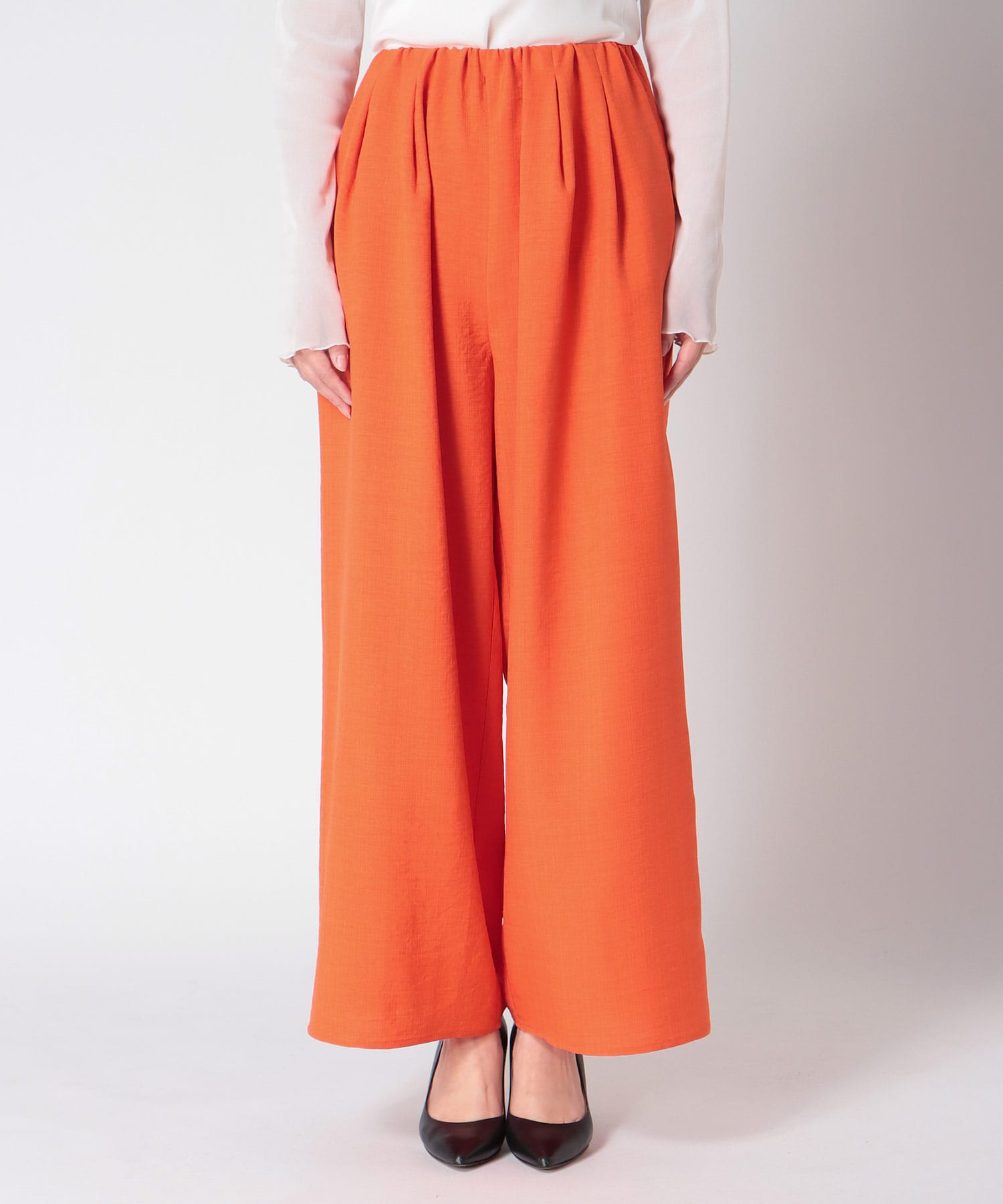 〔お家で試着〕リネンライクカラーパンツ (別注)