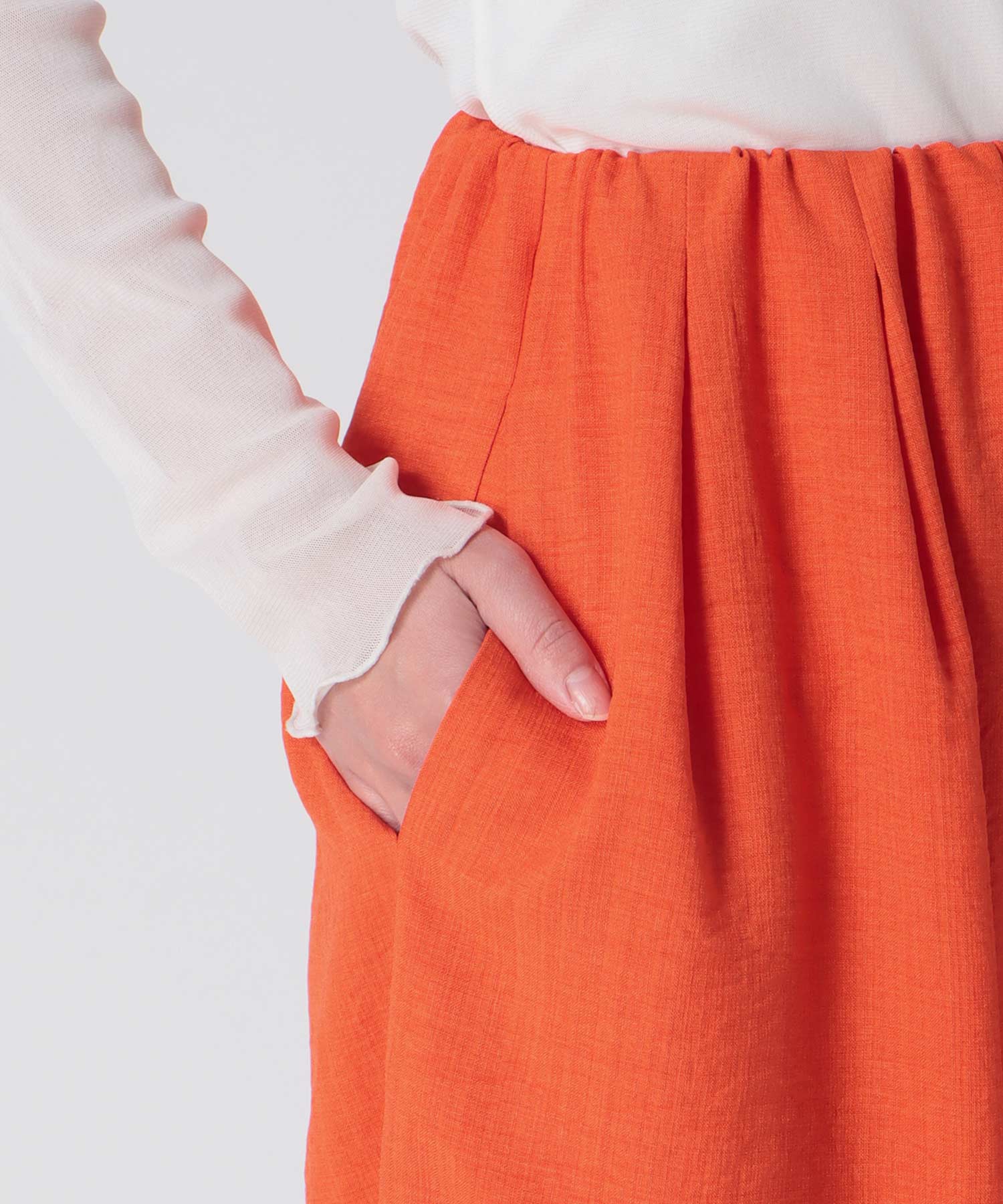 〔お家で試着〕リネンライクカラーパンツ (別注)