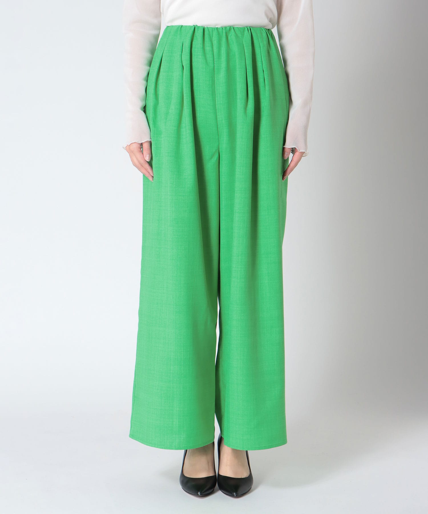 〔お家で試着〕リネンライクカラーパンツ (別注)