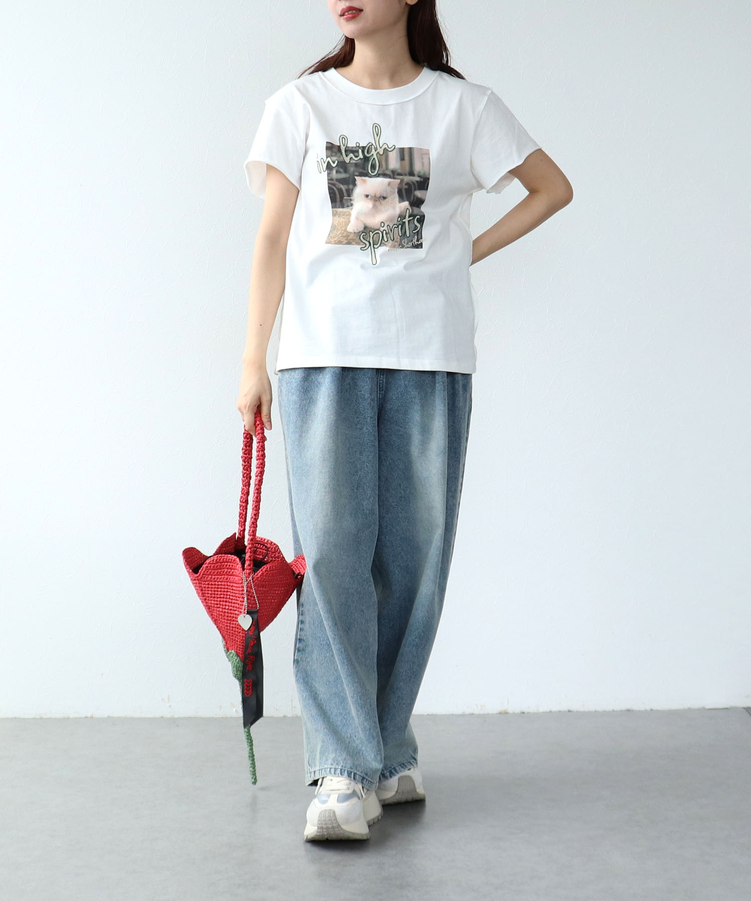アニマル刺繍プリントＴシャツ