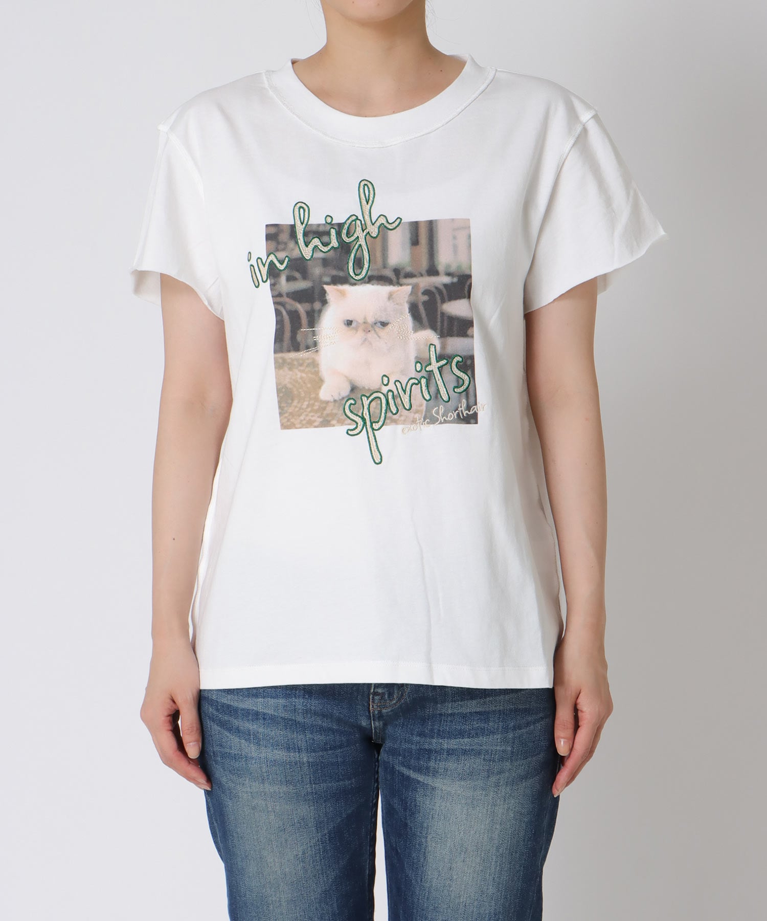 アニマル刺繍プリントＴシャツ