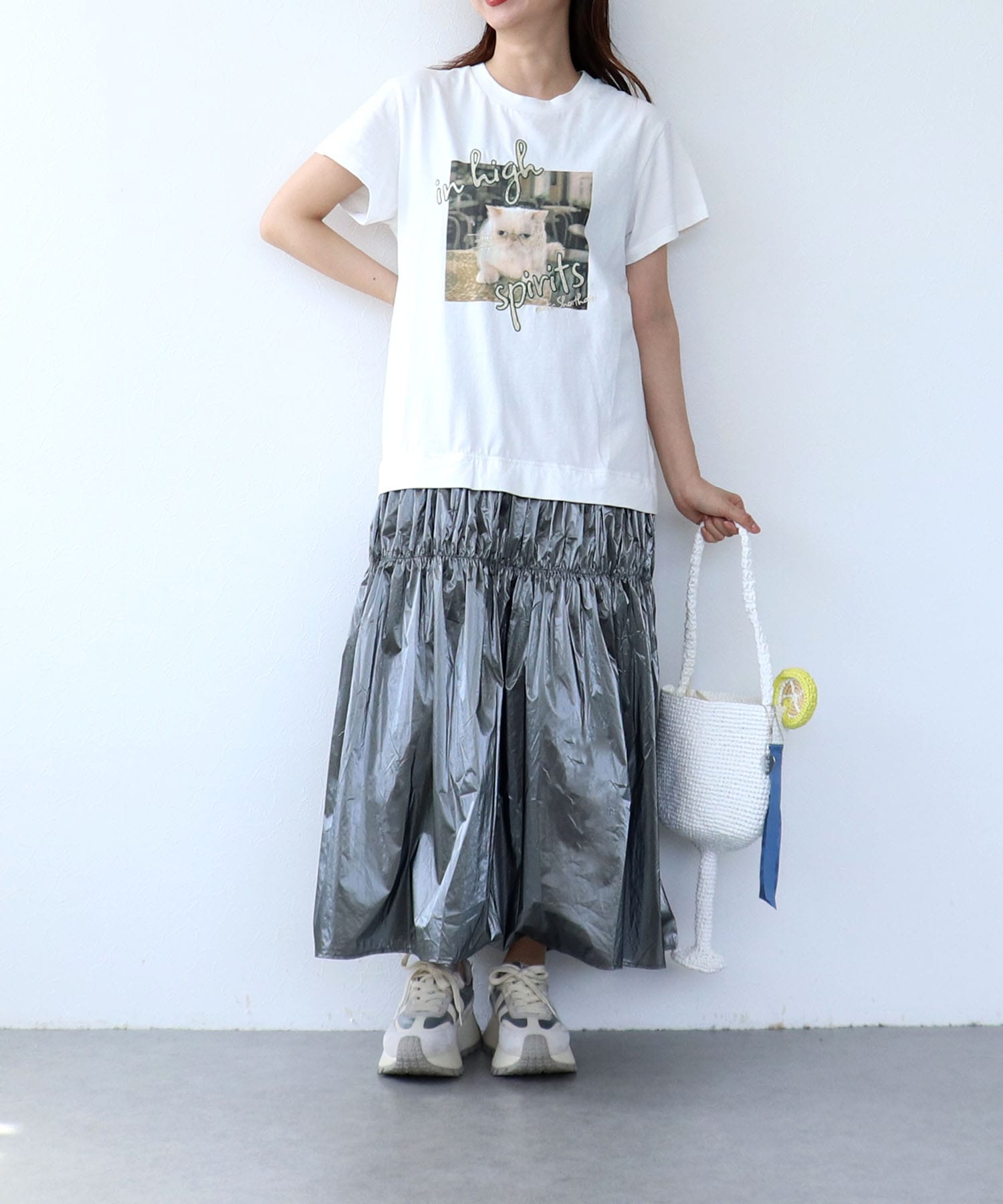 CAT刺繍プリントTシャツワンピース