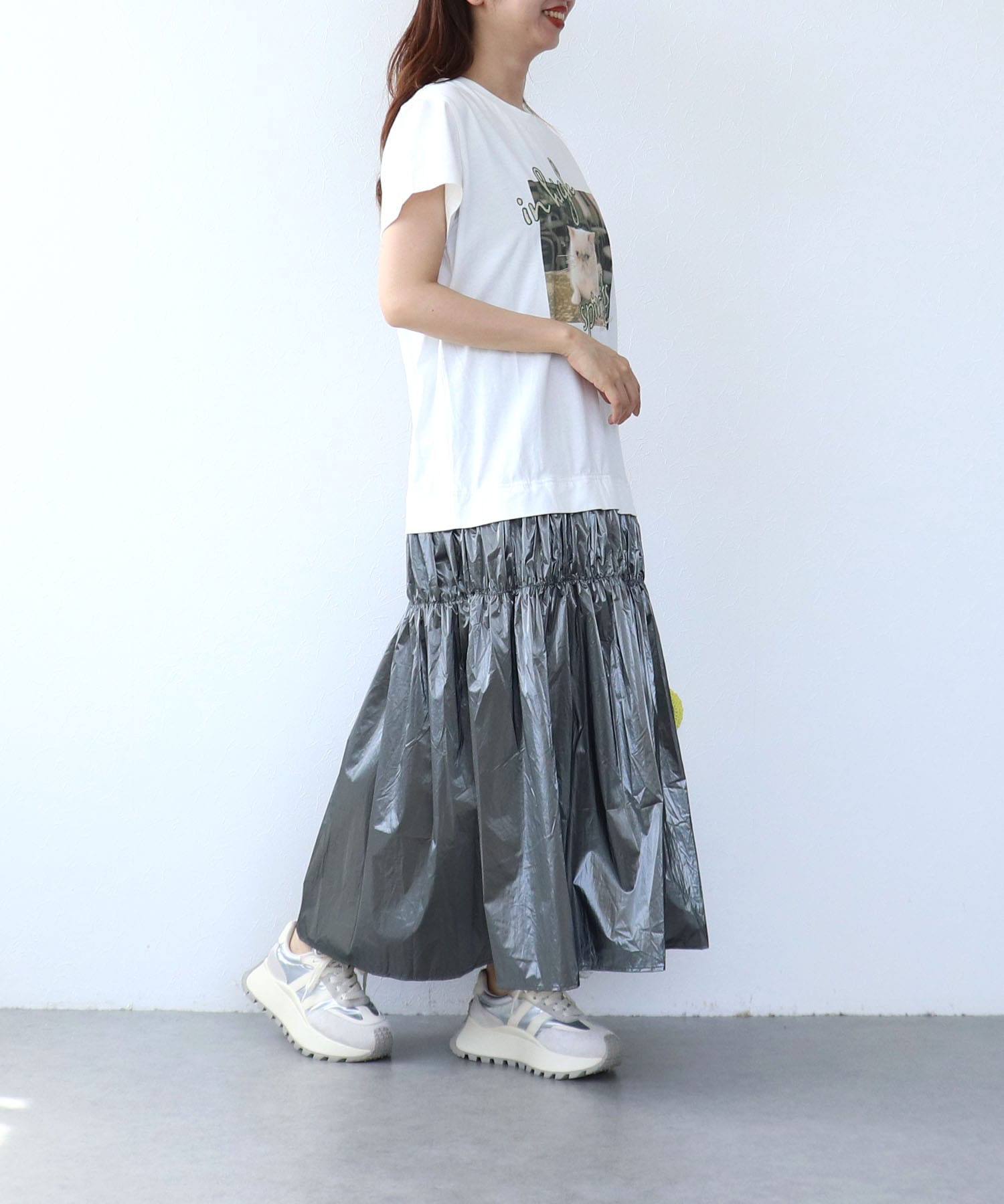 CAT刺繍プリントTシャツワンピース