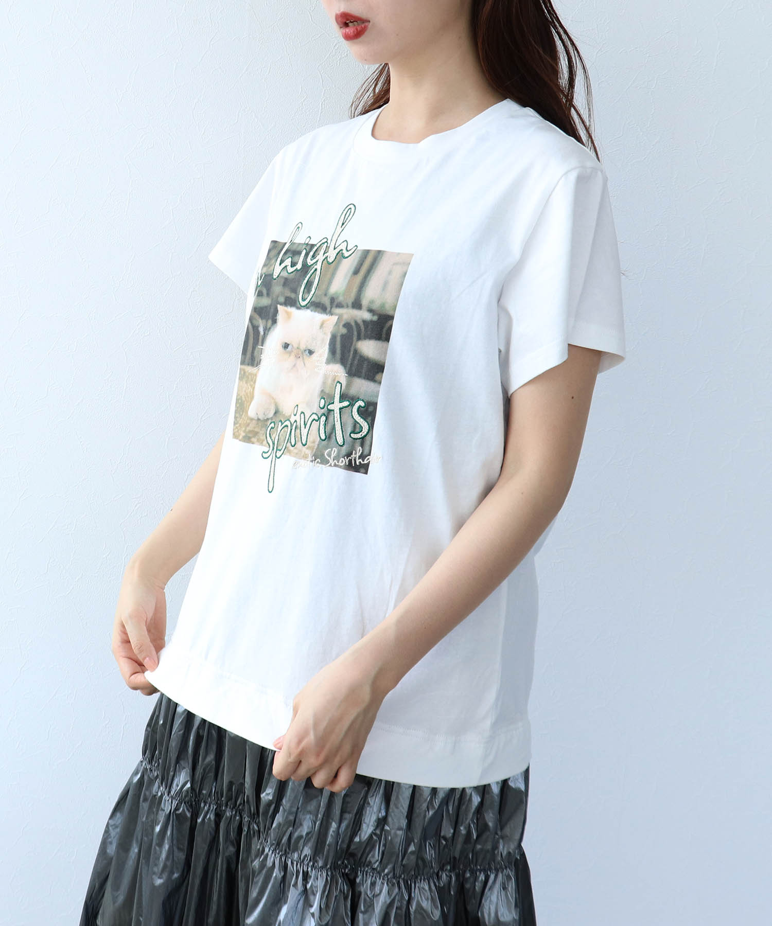 CAT刺繍プリントTシャツワンピース