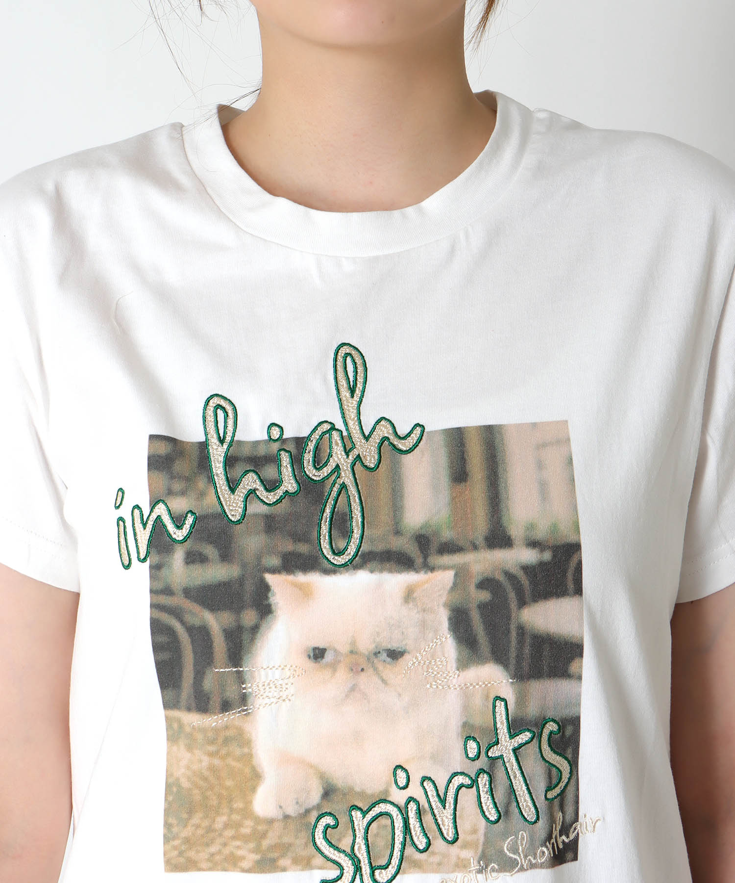 CAT刺繍プリントTシャツワンピース