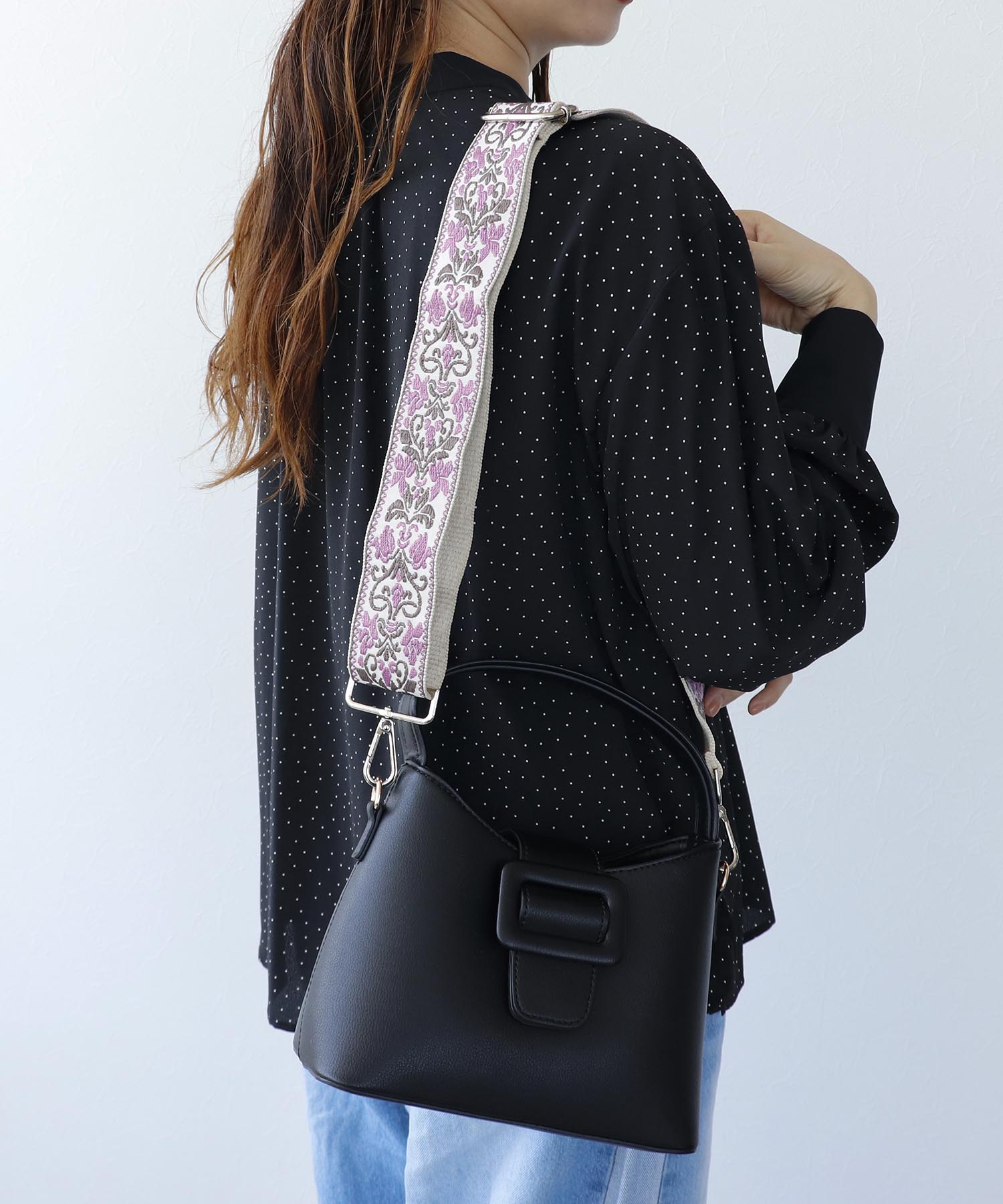 アラベスク刺繍2WAYショルダーストラップ