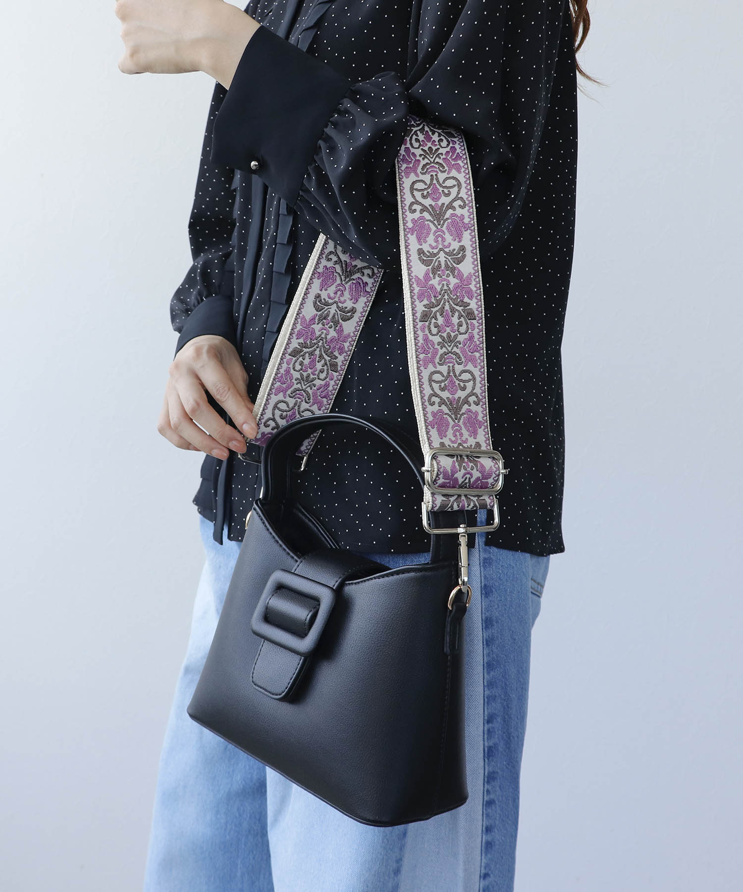 アラベスク刺繍2WAYショルダーストラップ