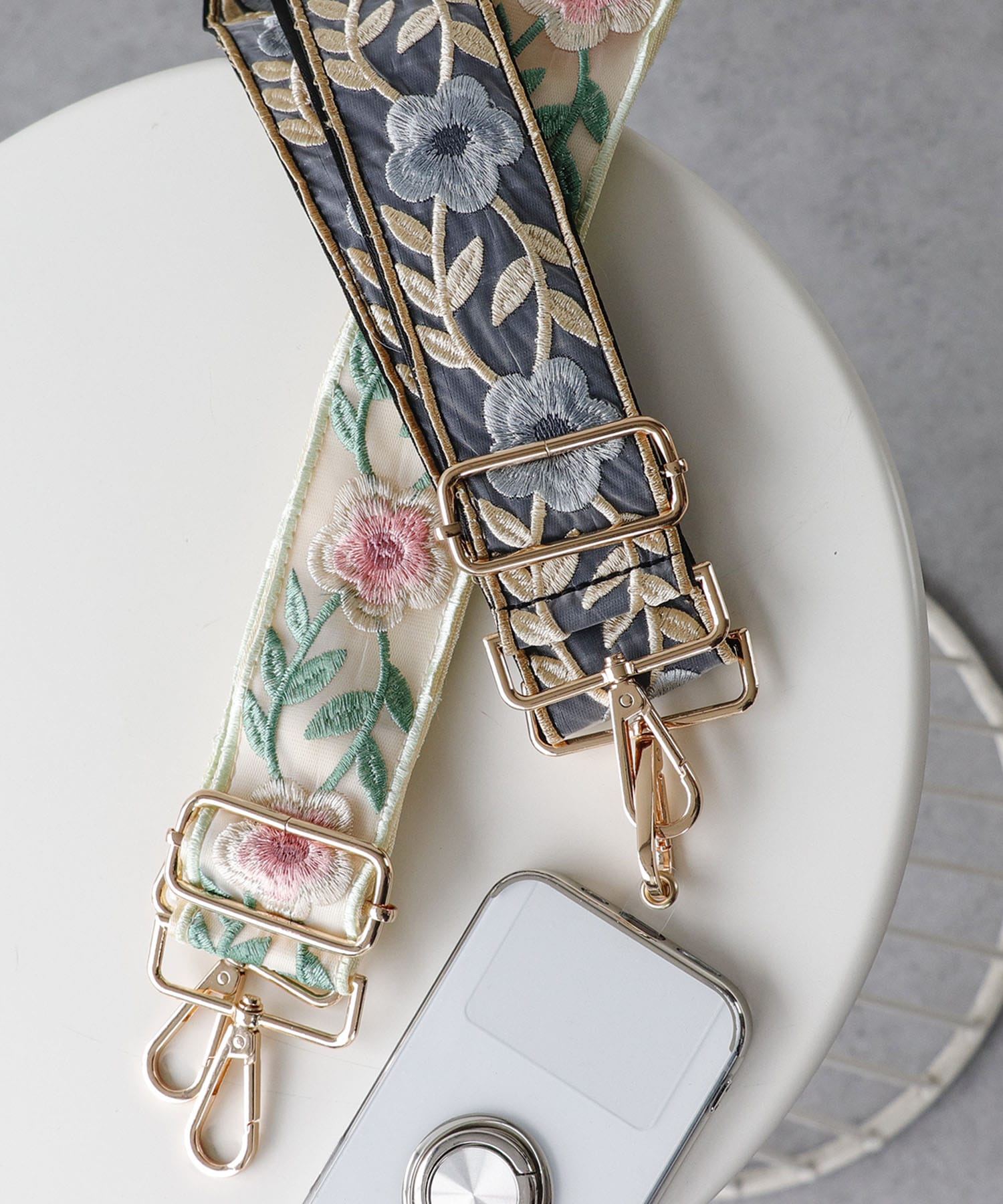 刺繍フラワー2WAYショルダーストラップ