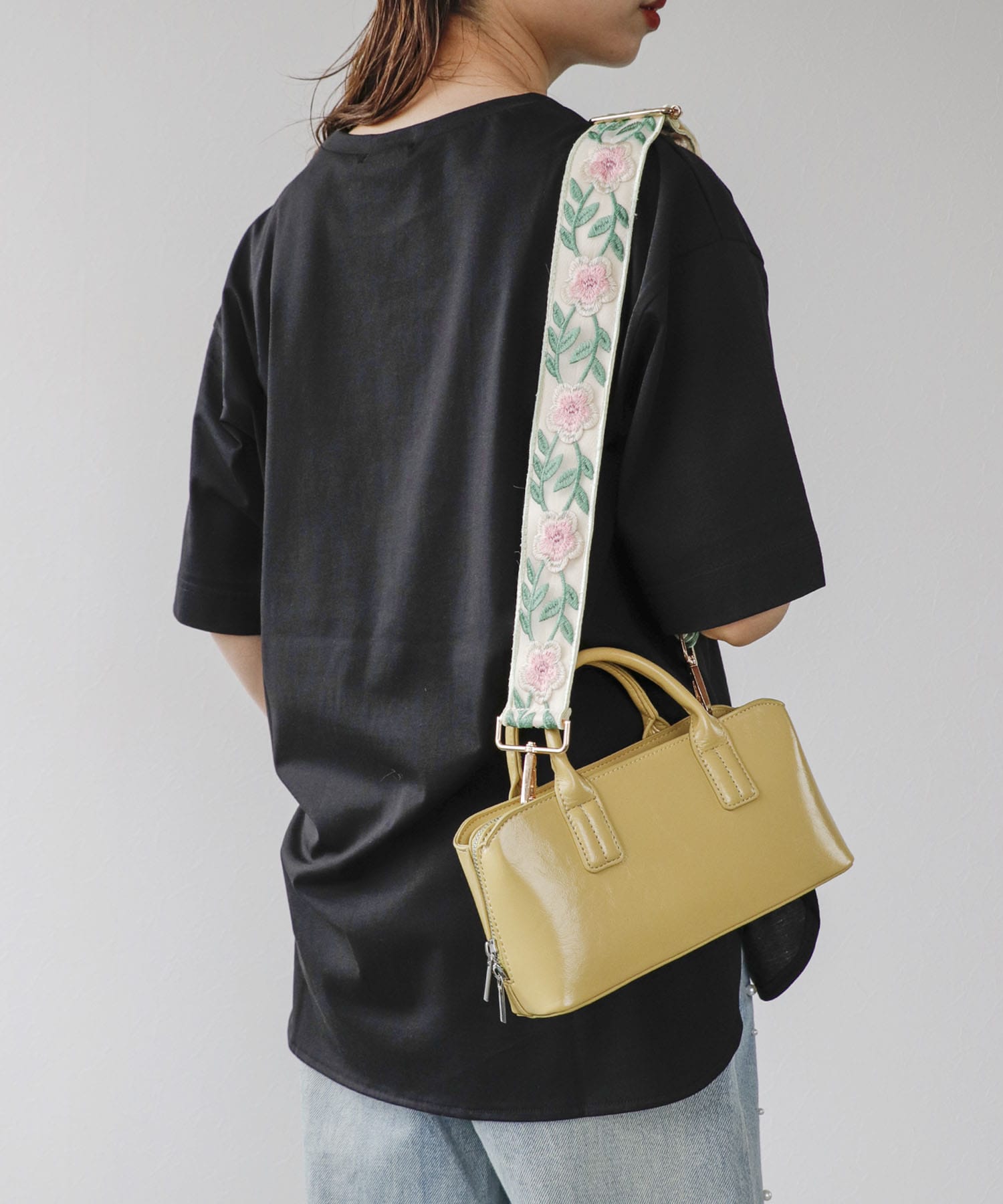 刺繍フラワー2WAYショルダーストラップ