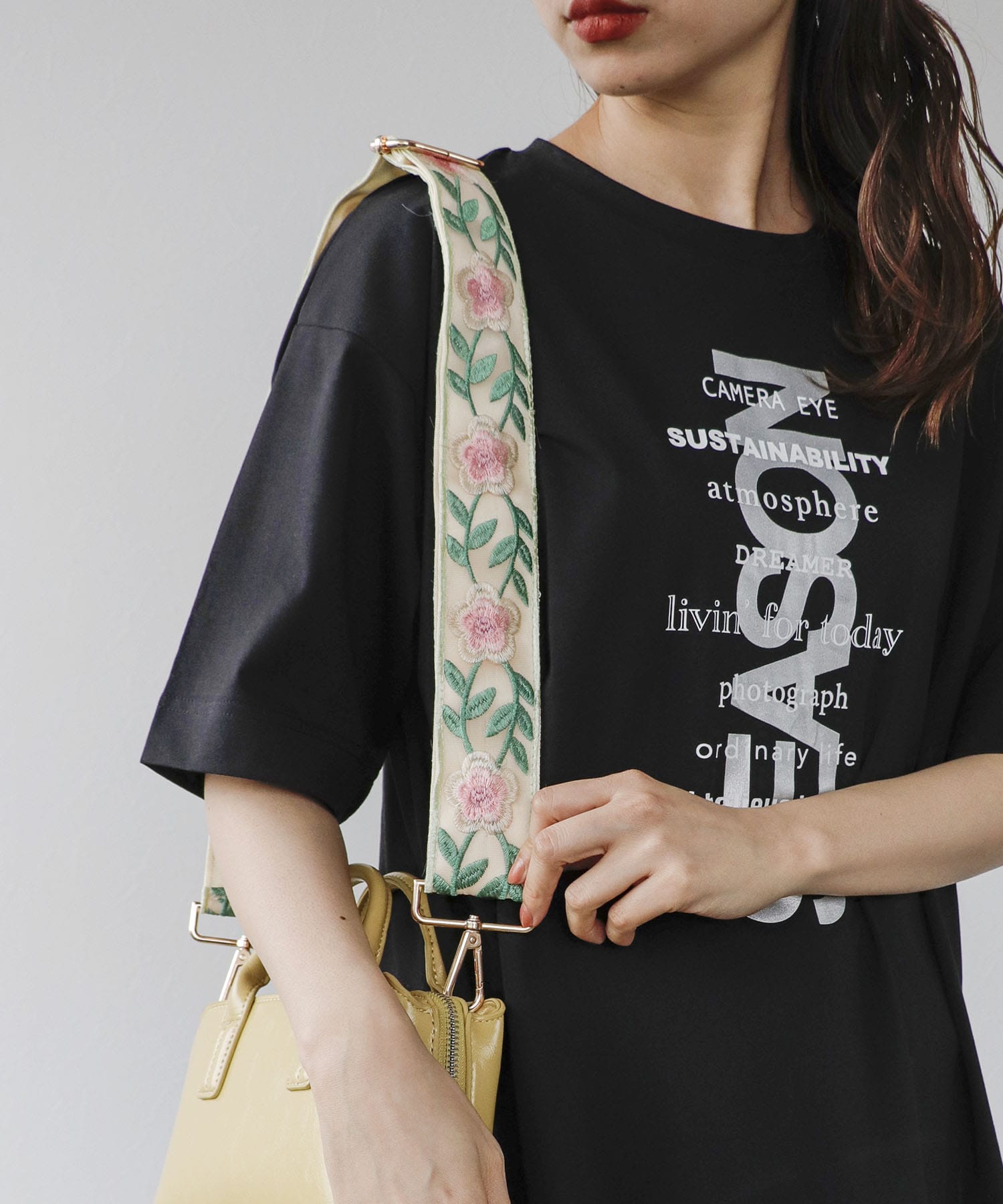刺繍フラワー2WAYショルダーストラップ