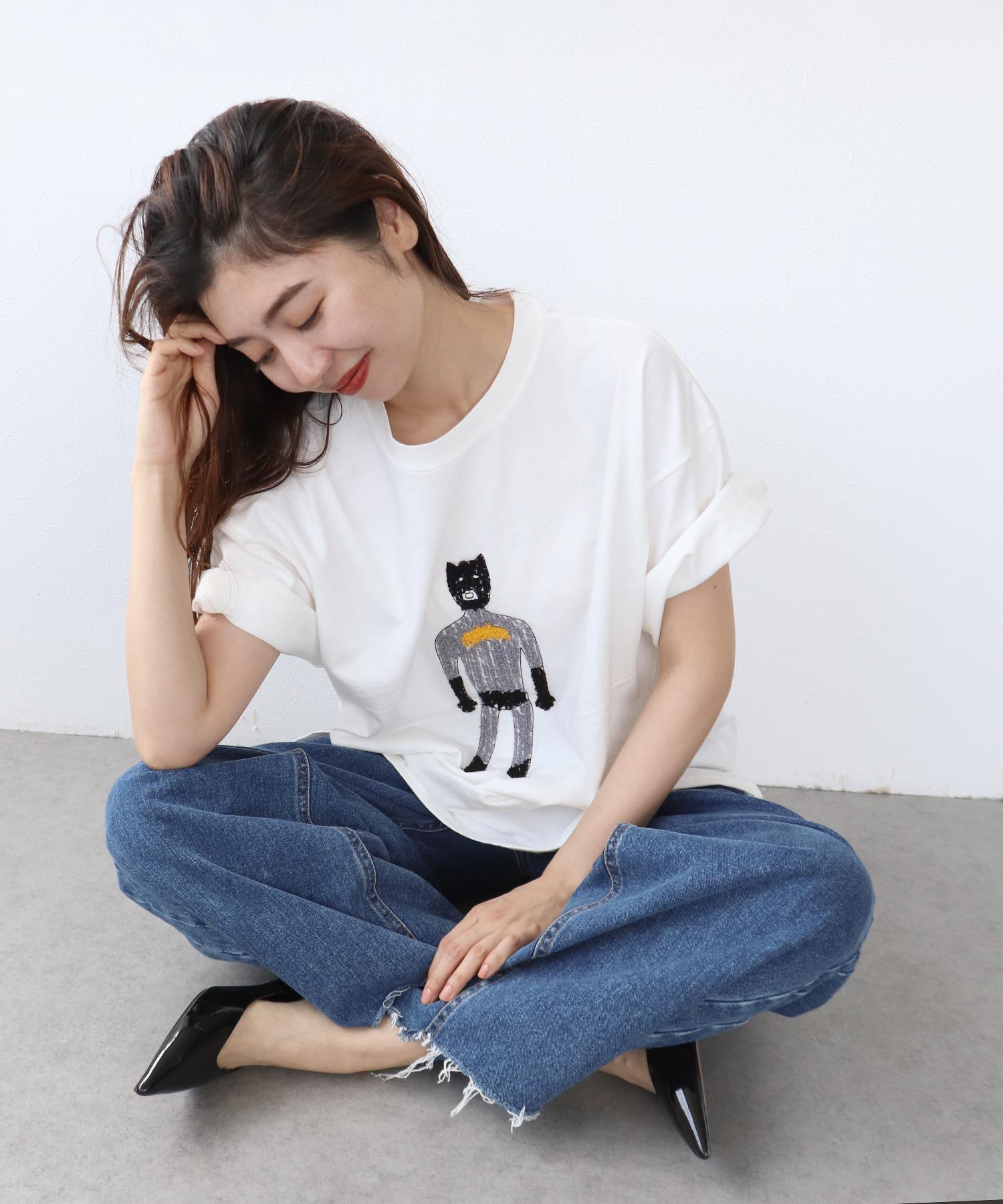 手書きパイル刺繍BIG Tシャツ