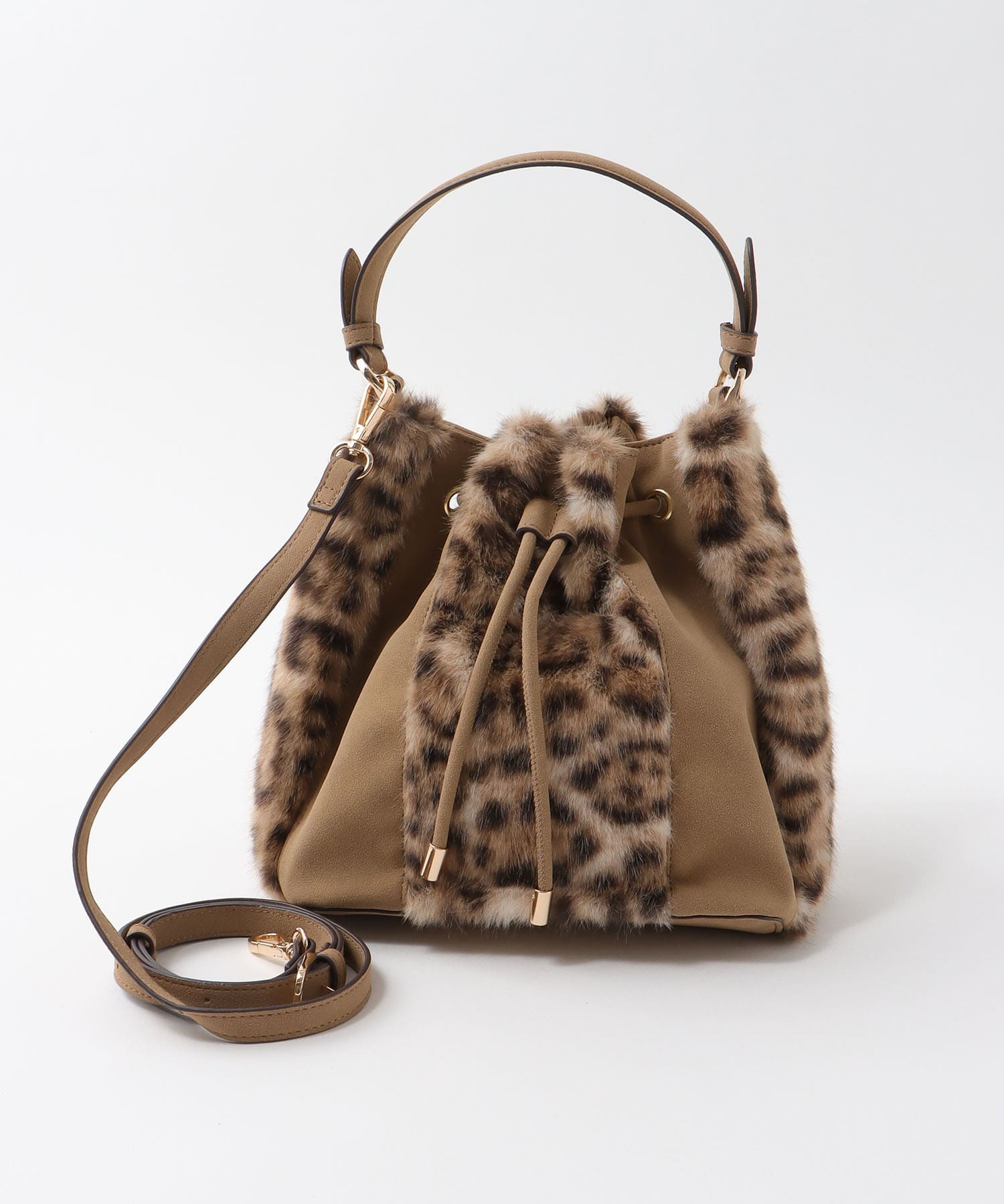 【WEB限定先行予約】ファー×ＰＵ2Way巾着ショルダーバッグ