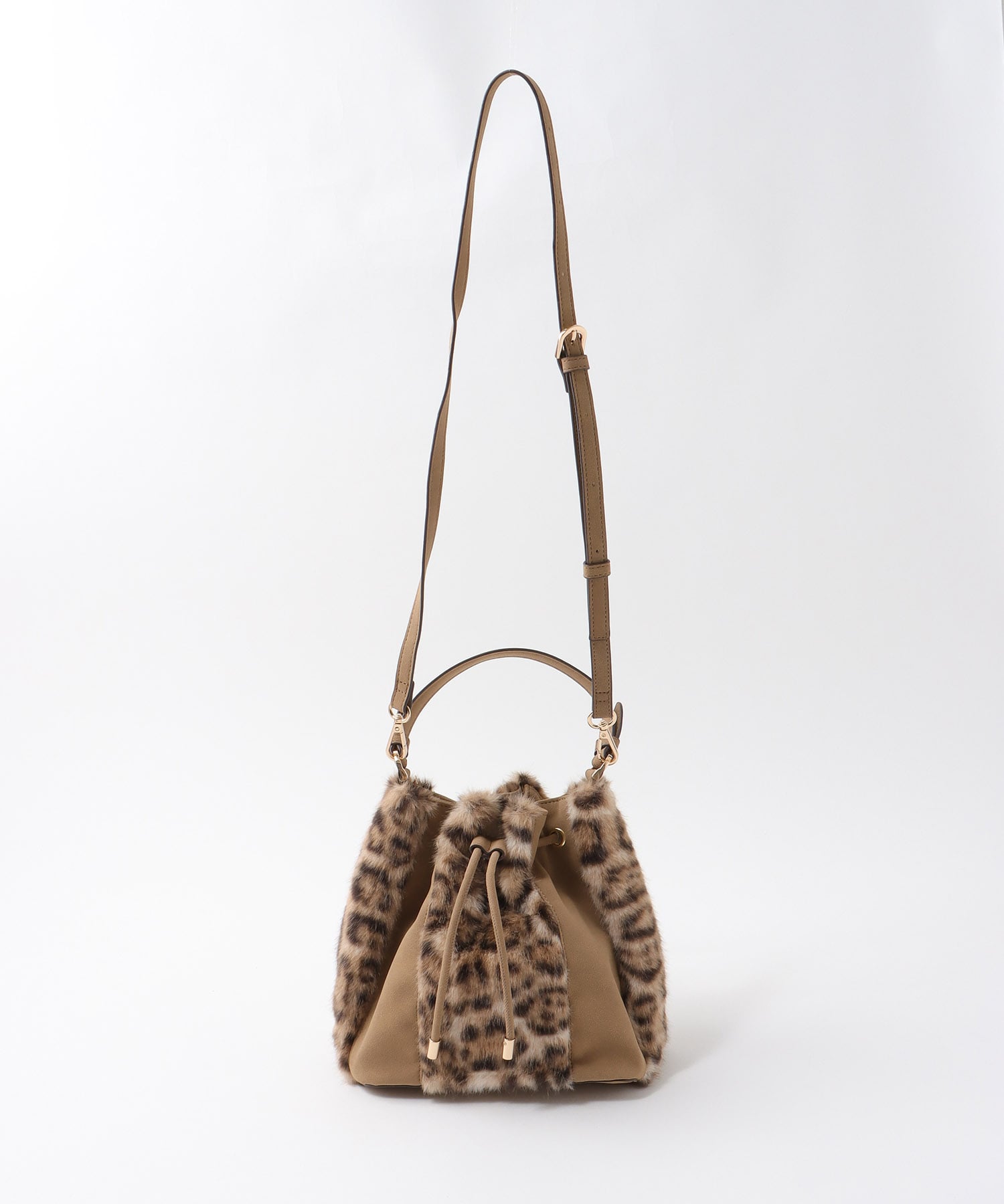 【WEB限定先行予約】ファー×ＰＵ2Way巾着ショルダーバッグ