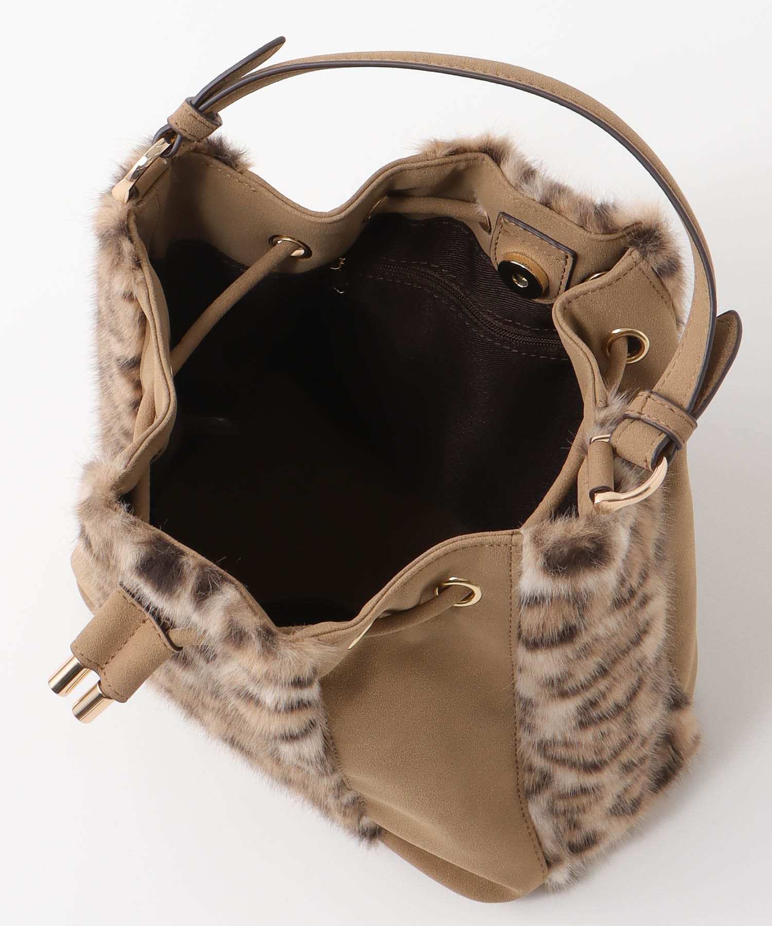 【WEB限定先行予約】ファー×ＰＵ2Way巾着ショルダーバッグ