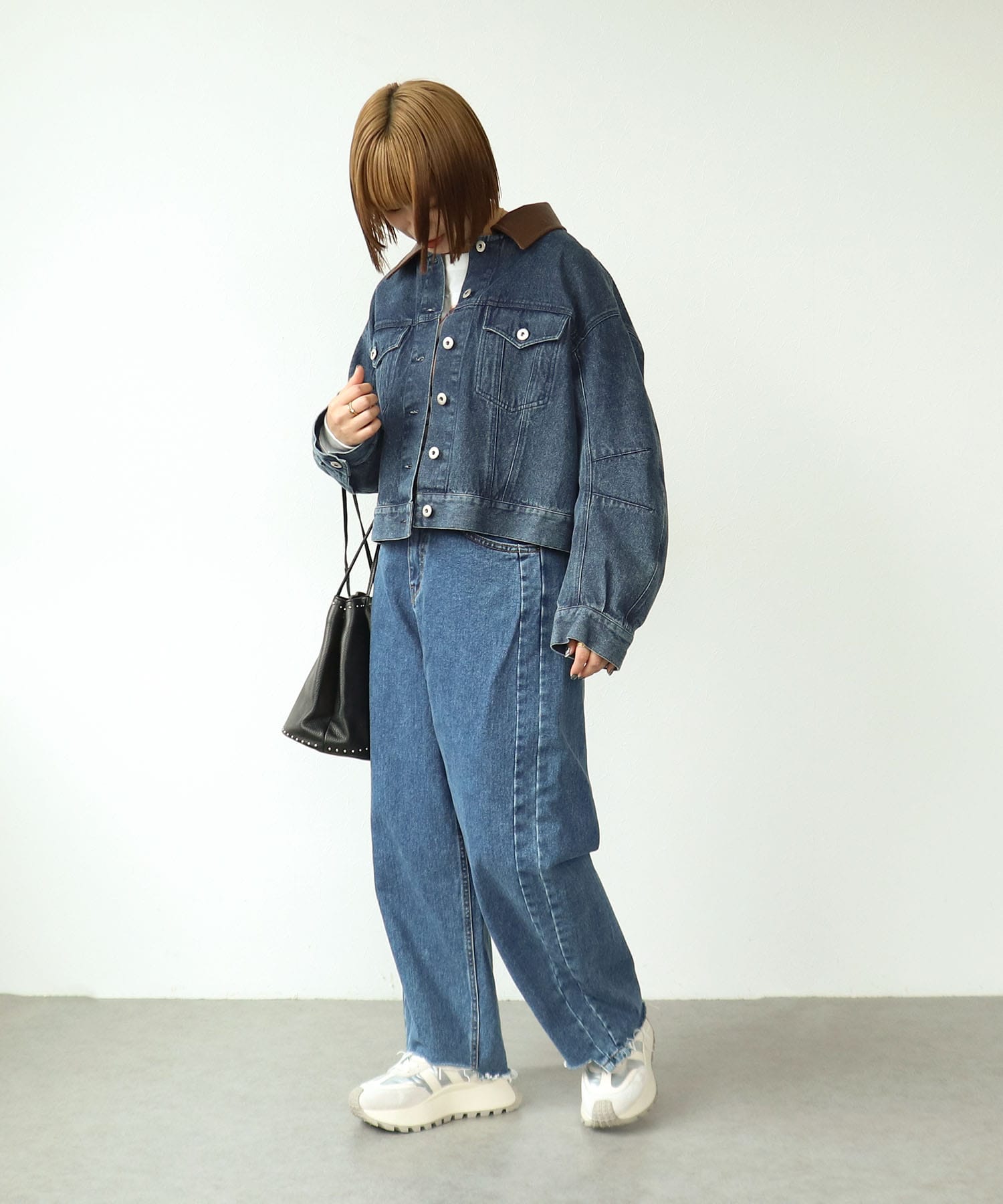 ＜WEB先行予約＞レザー衿カラーデニムジャケット