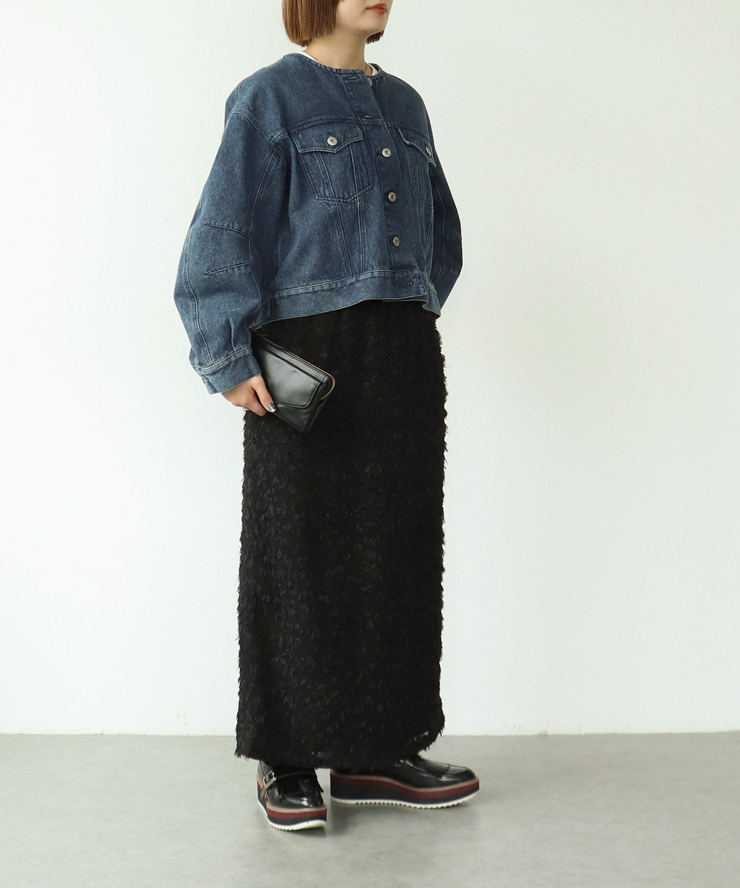 ＜WEB先行予約＞レザー衿カラーデニムジャケット