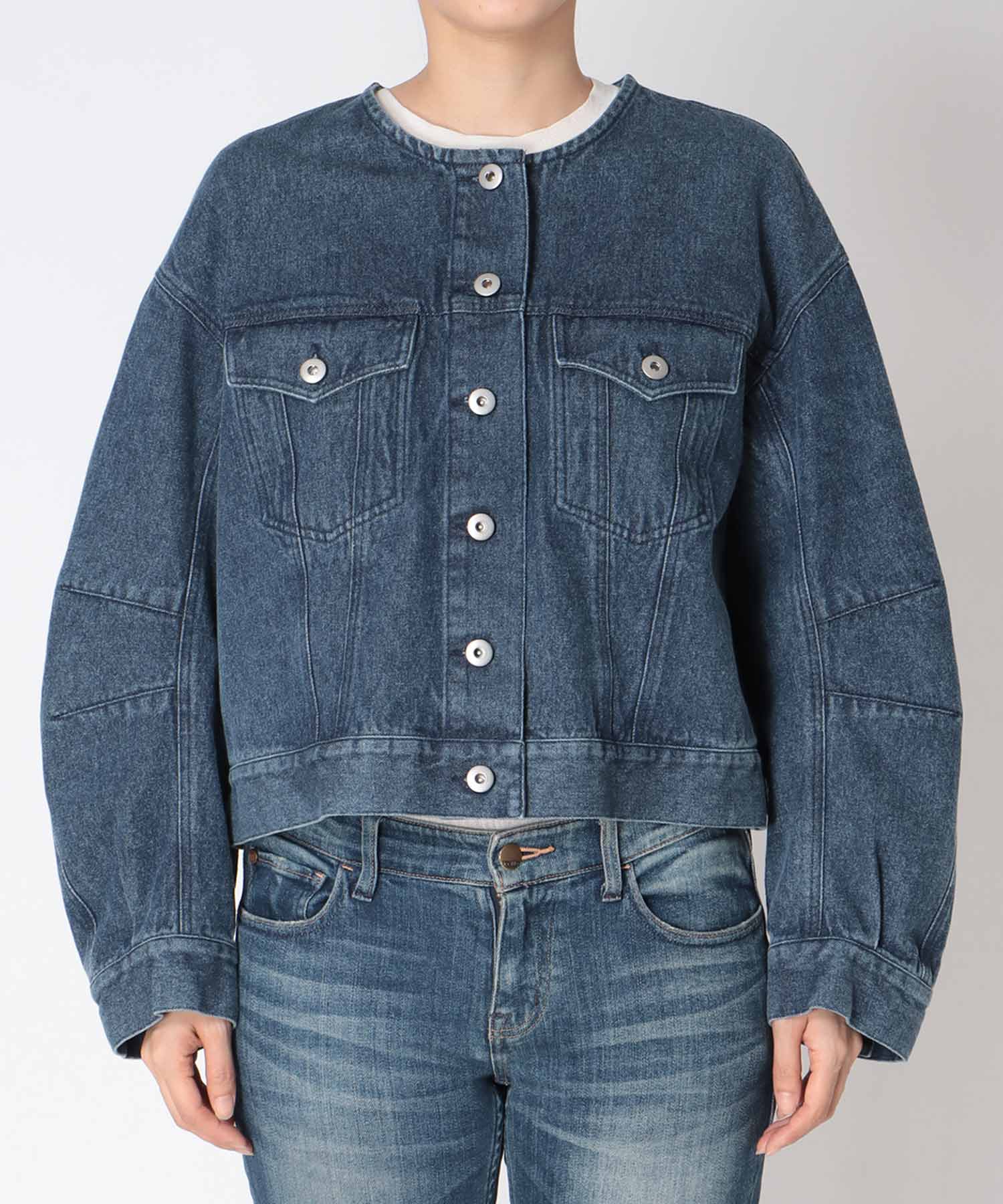 ＜WEB先行予約＞レザー衿カラーデニムジャケット