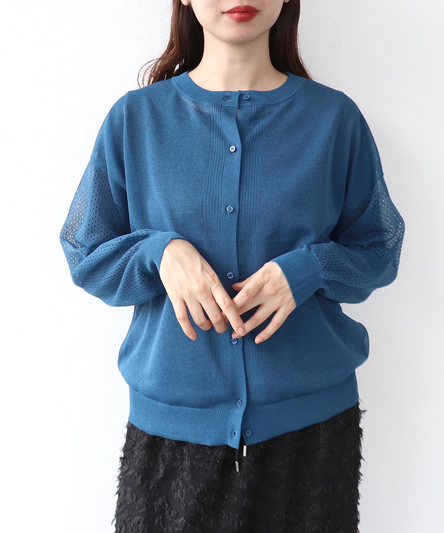 強燃メッシュスリーブカーディガン