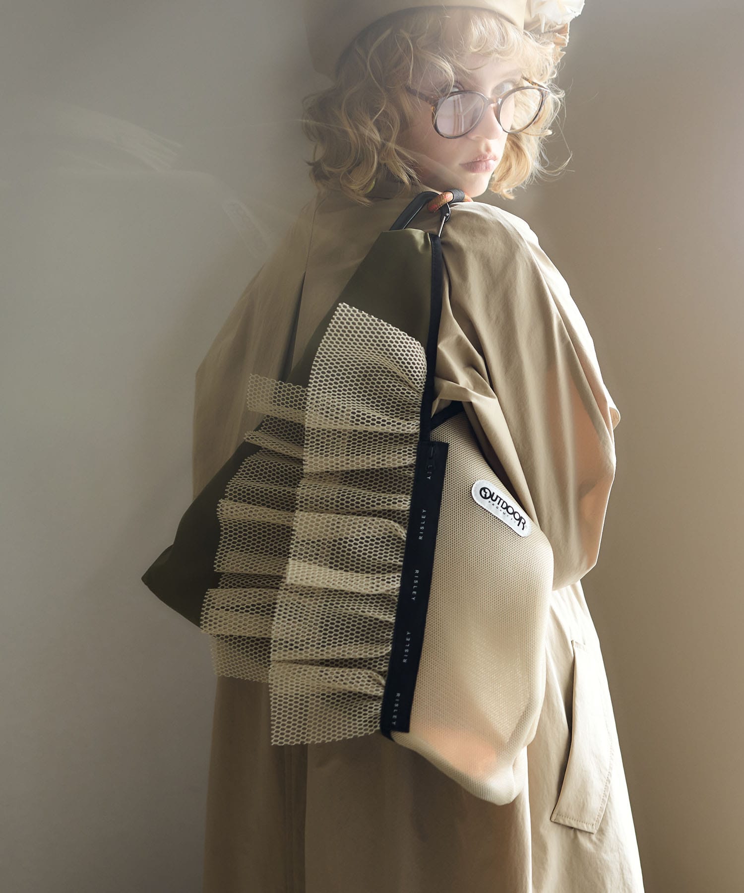 RISLEY×OUTDOOR PRODUCTS】トライアングルフリルメッシュバッグ | AND