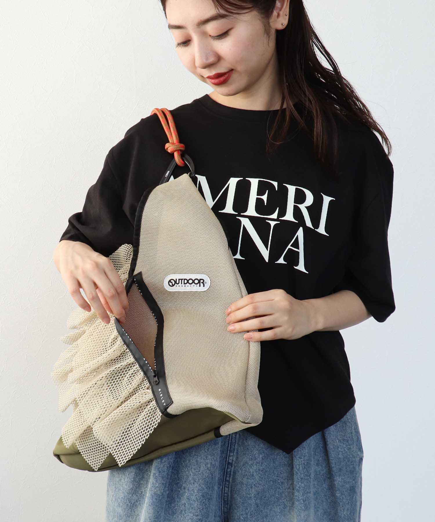 【RISLEY×OUTDOOR PRODUCTS】トライアングルフリルメッシュバッグ