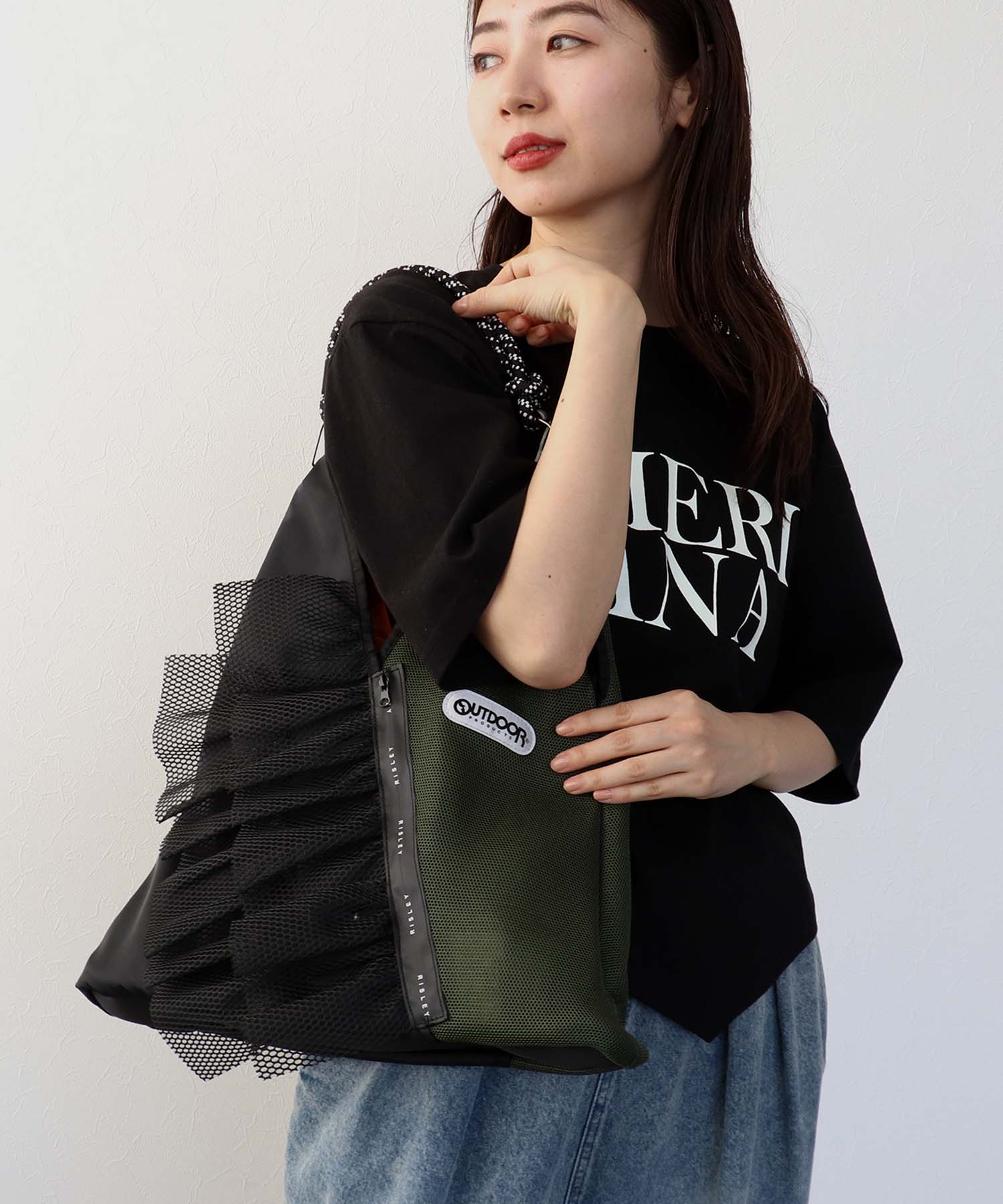 【RISLEY×OUTDOOR PRODUCTS】トライアングルフリルメッシュバッグ