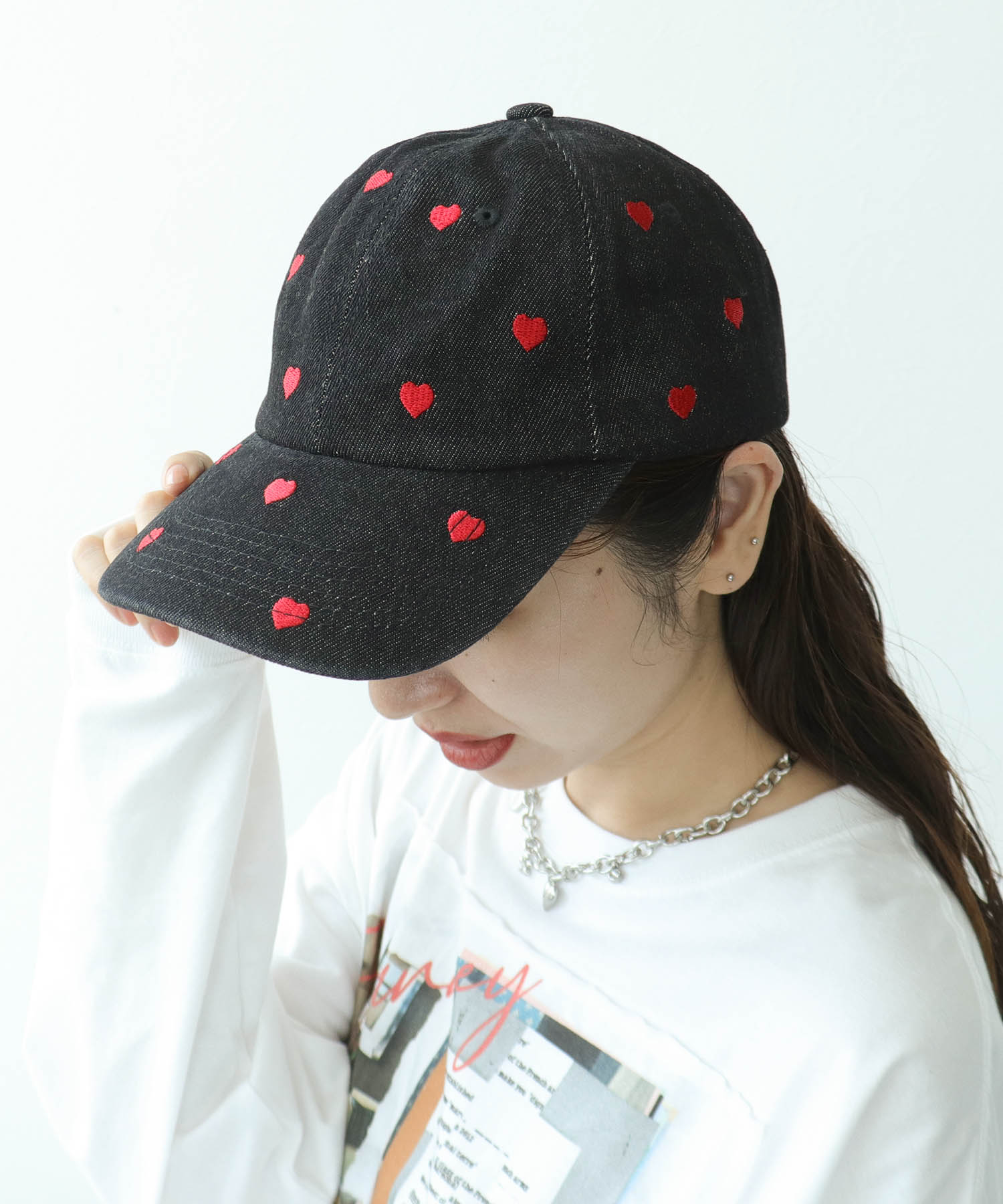 ハート刺繍デニムCAP