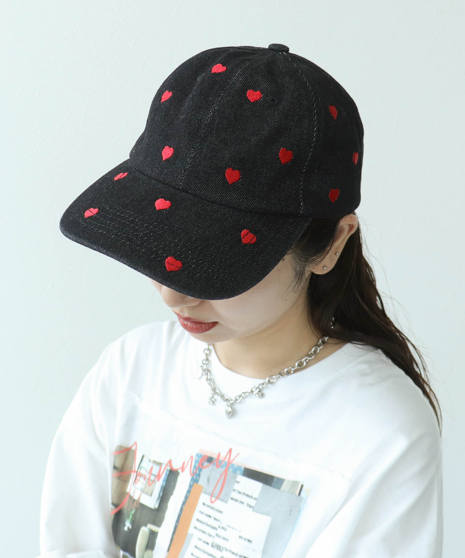 ハート刺繍デニムCAP