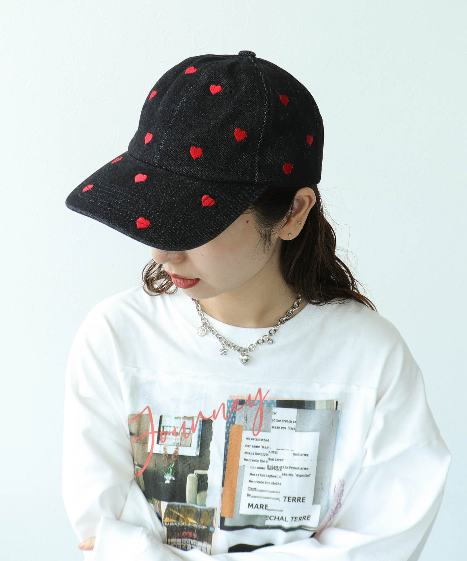 ハート刺繍デニムCAP