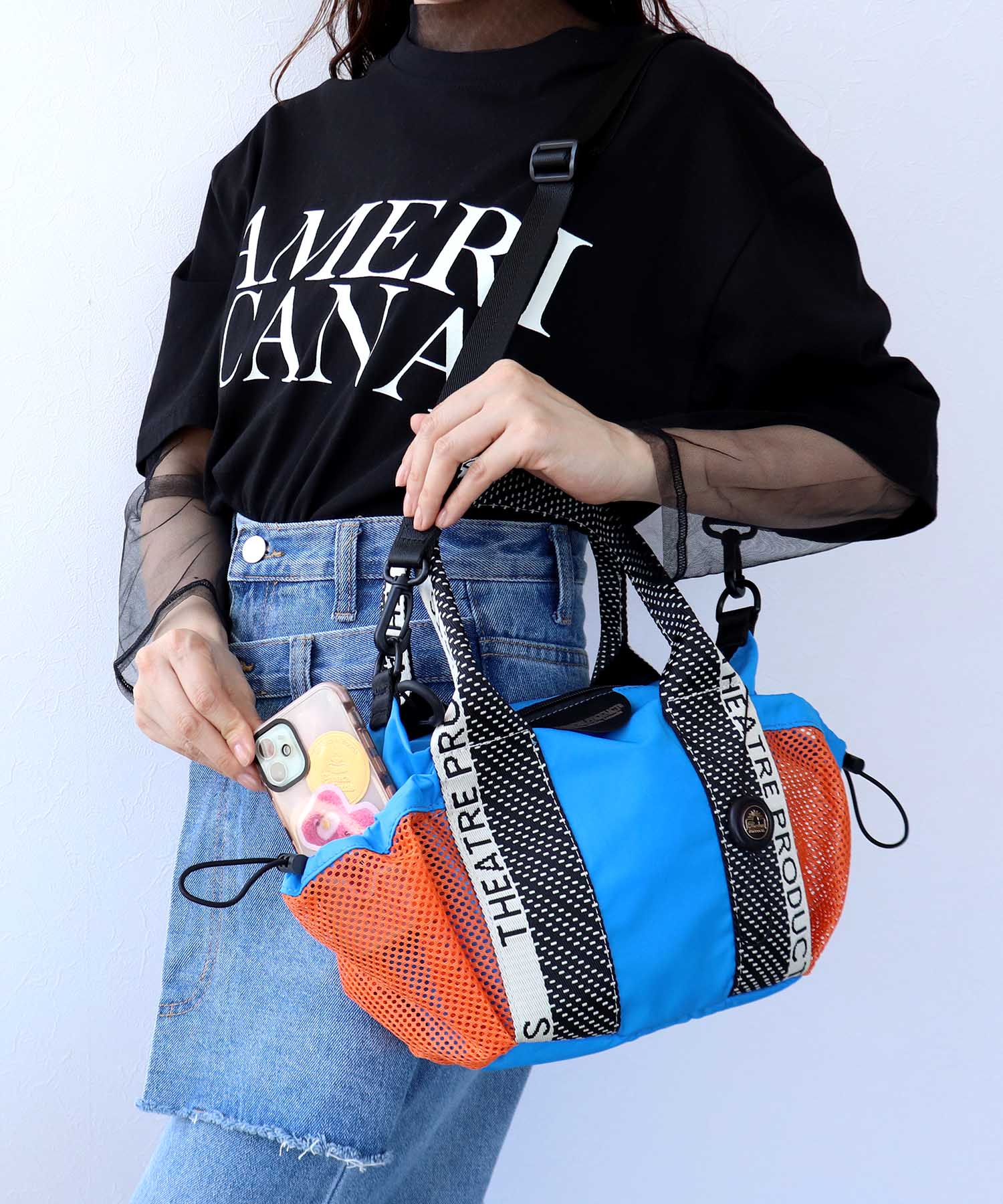 【THEATRE PRODUCTS×Cepica】メッシュ切替カラーコンビミニボストンバッグ