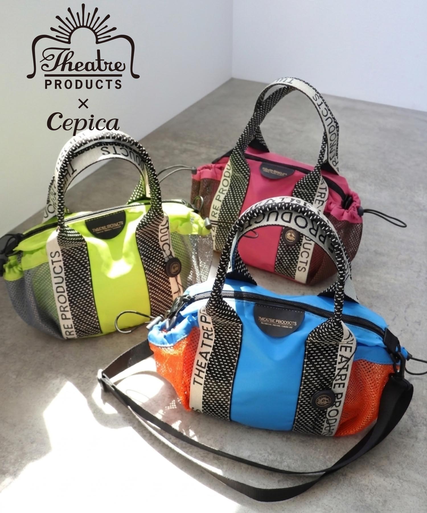 【THEATRE PRODUCTS×Cepica】メッシュ切替カラーコンビミニボストンバッグ
