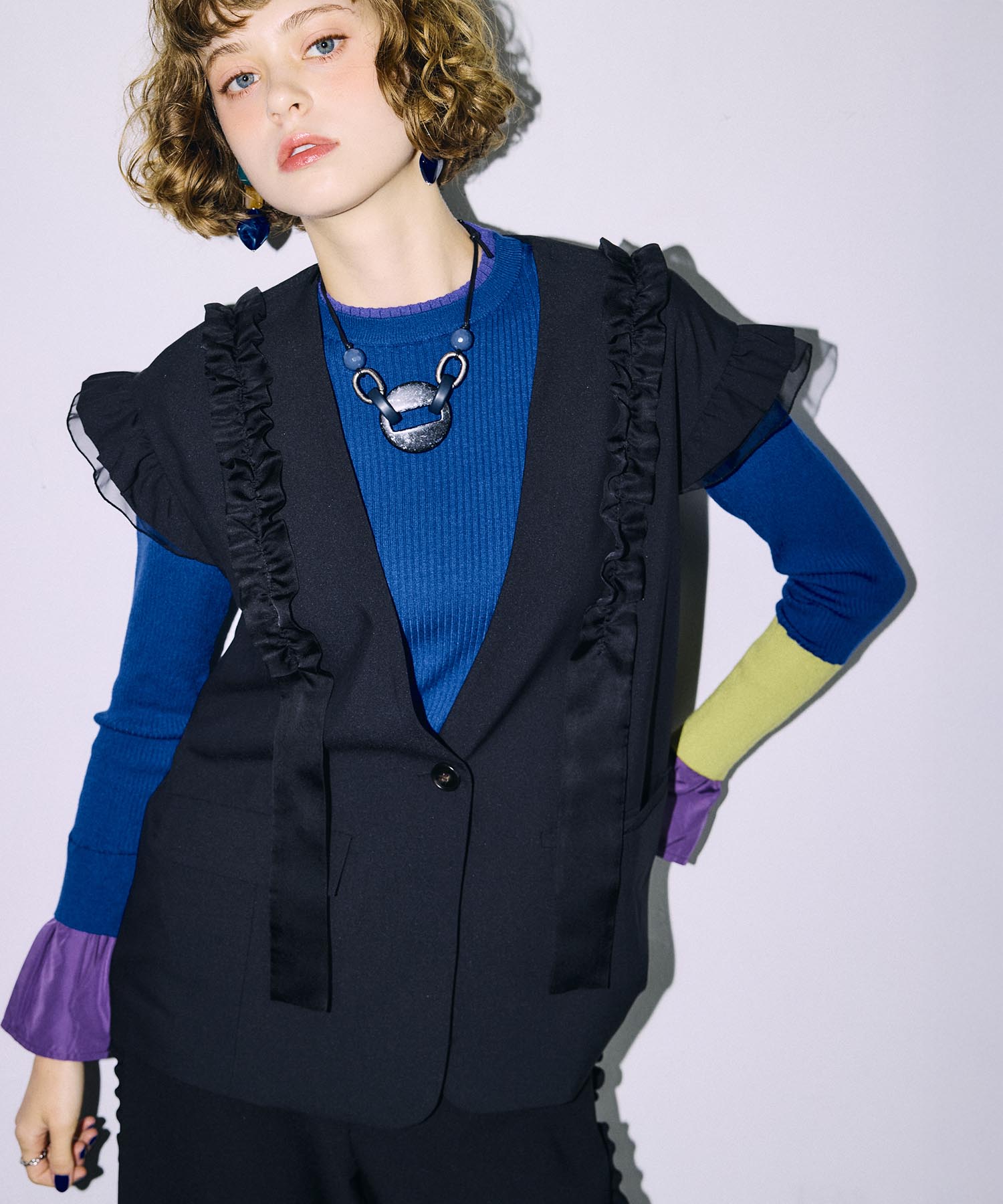 ＜WEB先行予約＞MARECHAL TERRE/カラーブロックリブニット