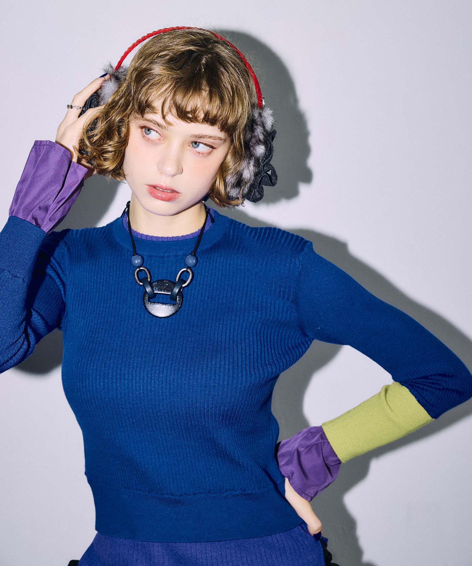 ＜WEB先行予約＞MARECHAL TERRE/カラーブロックリブニット