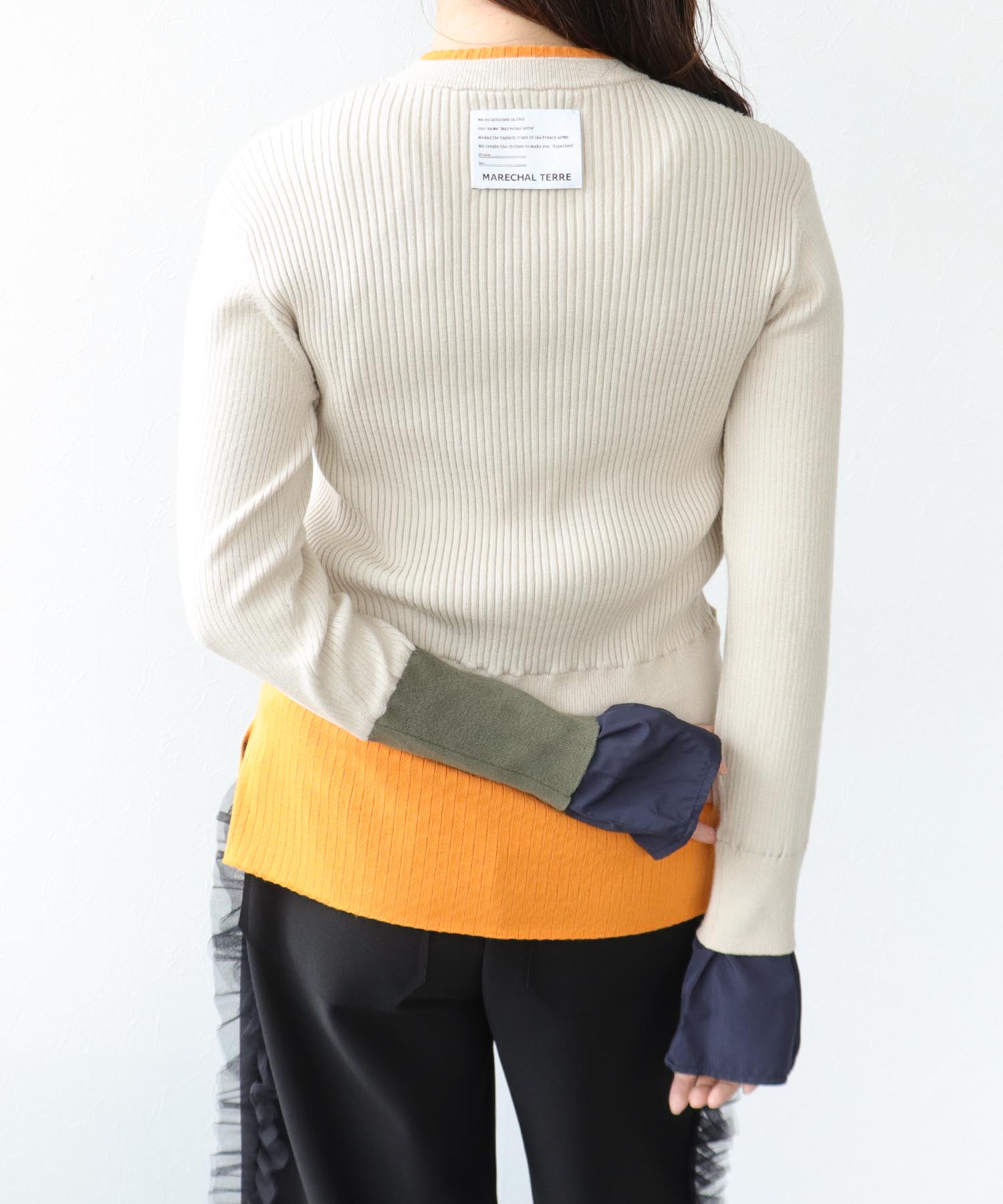 ＜WEB先行予約＞MARECHAL TERRE/カラーブロックリブニット