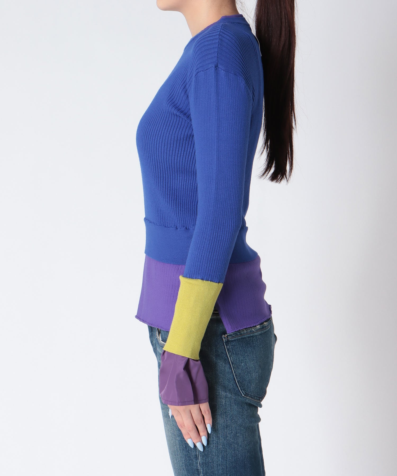 ＜WEB先行予約＞MARECHAL TERRE/カラーブロックリブニット