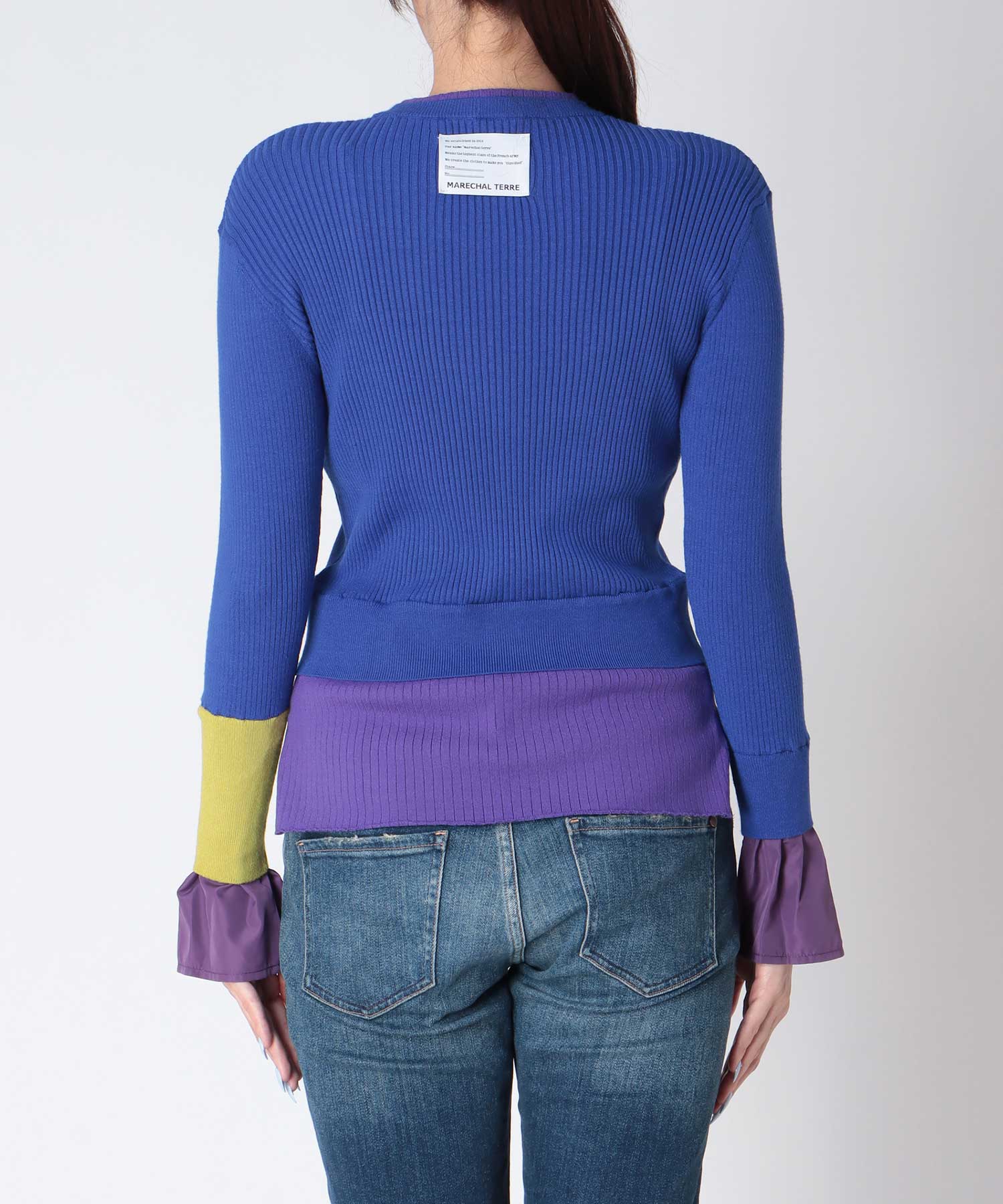 ＜WEB先行予約＞MARECHAL TERRE/カラーブロックリブニット