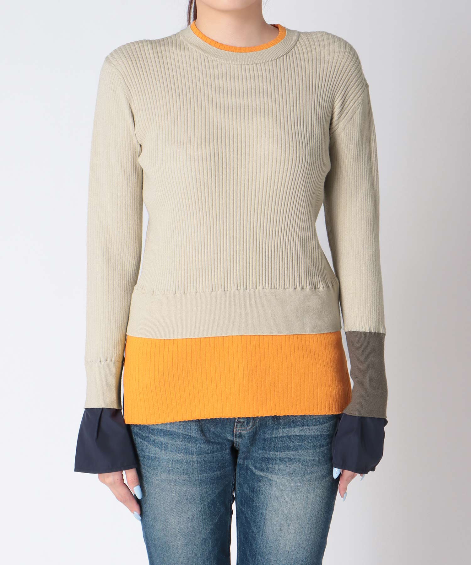 ＜WEB先行予約＞MARECHAL TERRE/カラーブロックリブニット