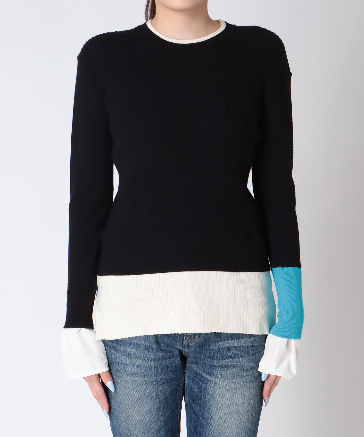 ＜WEB先行予約＞MARECHAL TERRE/カラーブロックリブニット