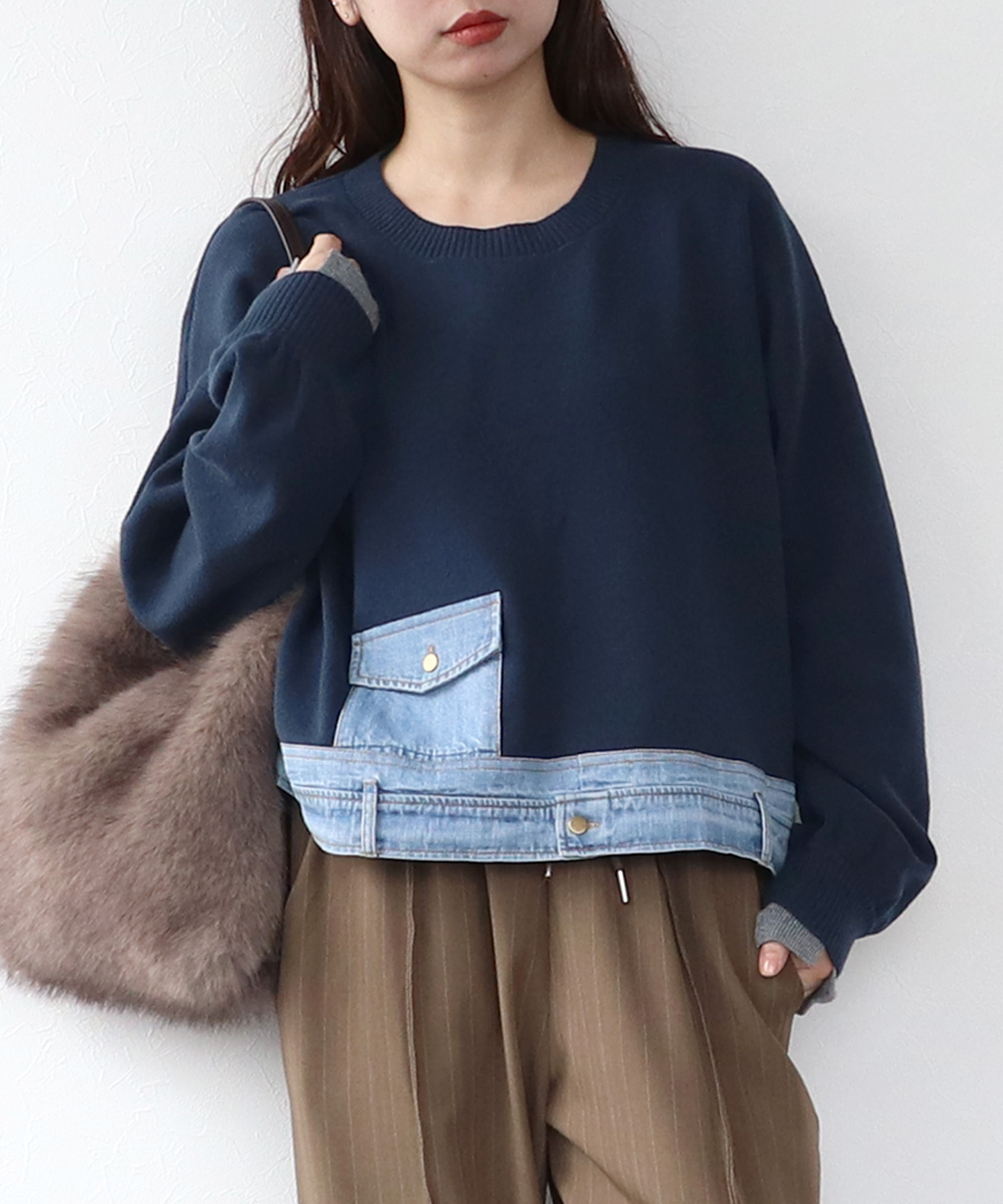 【MARECHAL TERRE】デニムコンビネーションプルオーバー