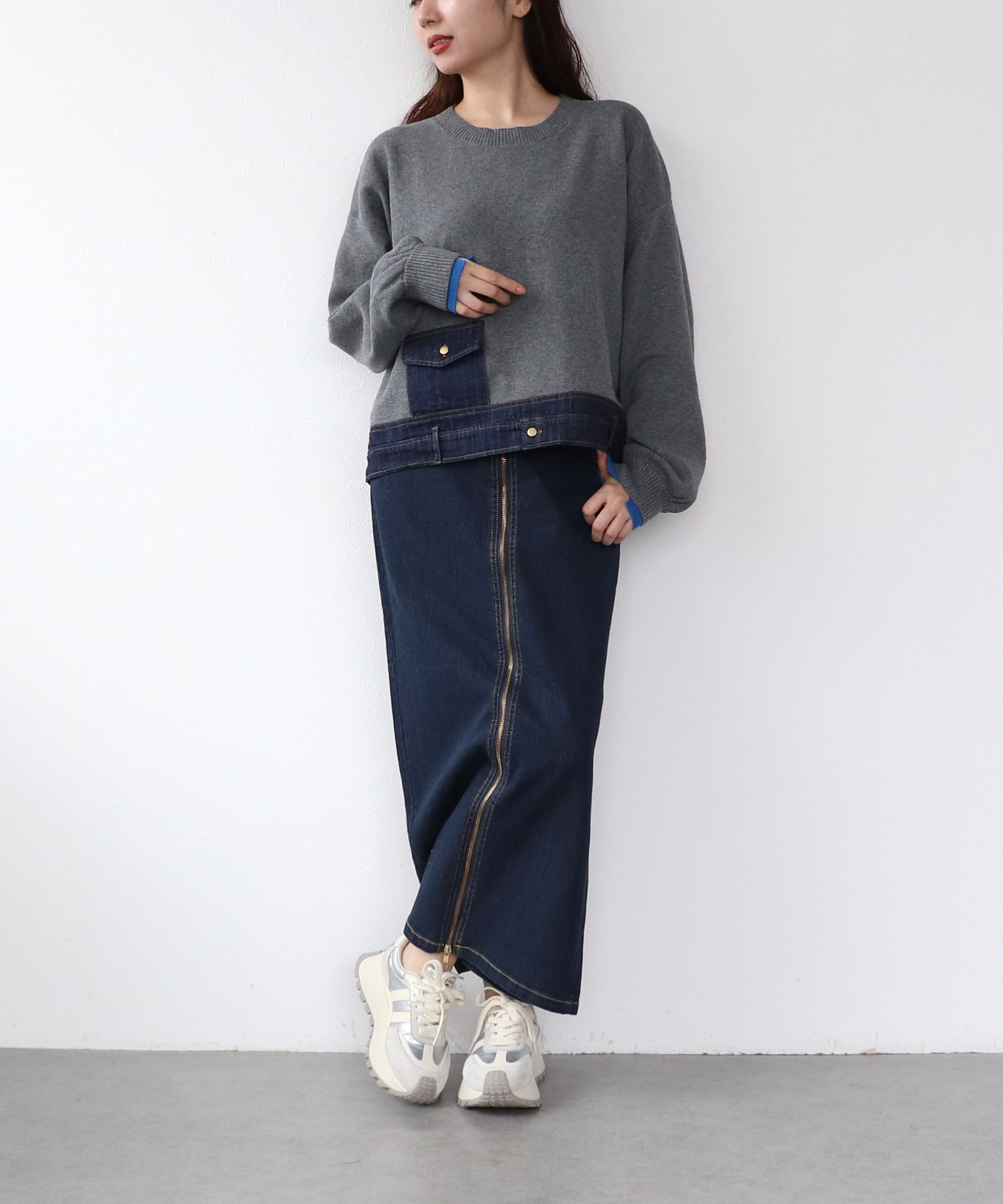 【MARECHAL TERRE】デニムコンビネーションプルオーバー