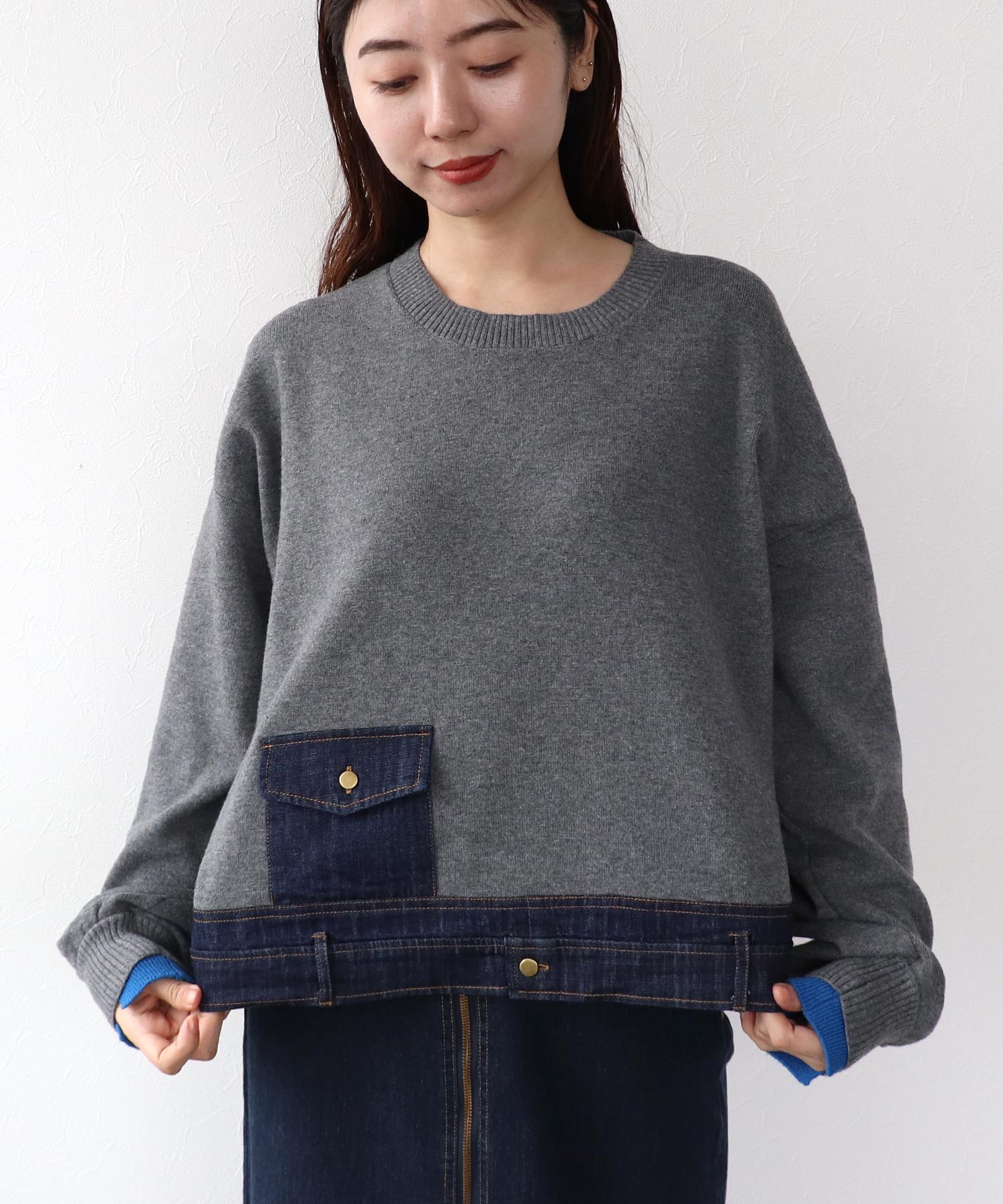 【MARECHAL TERRE】デニムコンビネーションプルオーバー