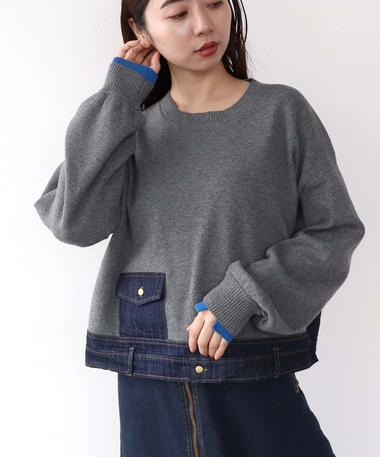 【MARECHAL TERRE】デニムコンビネーションプルオーバー