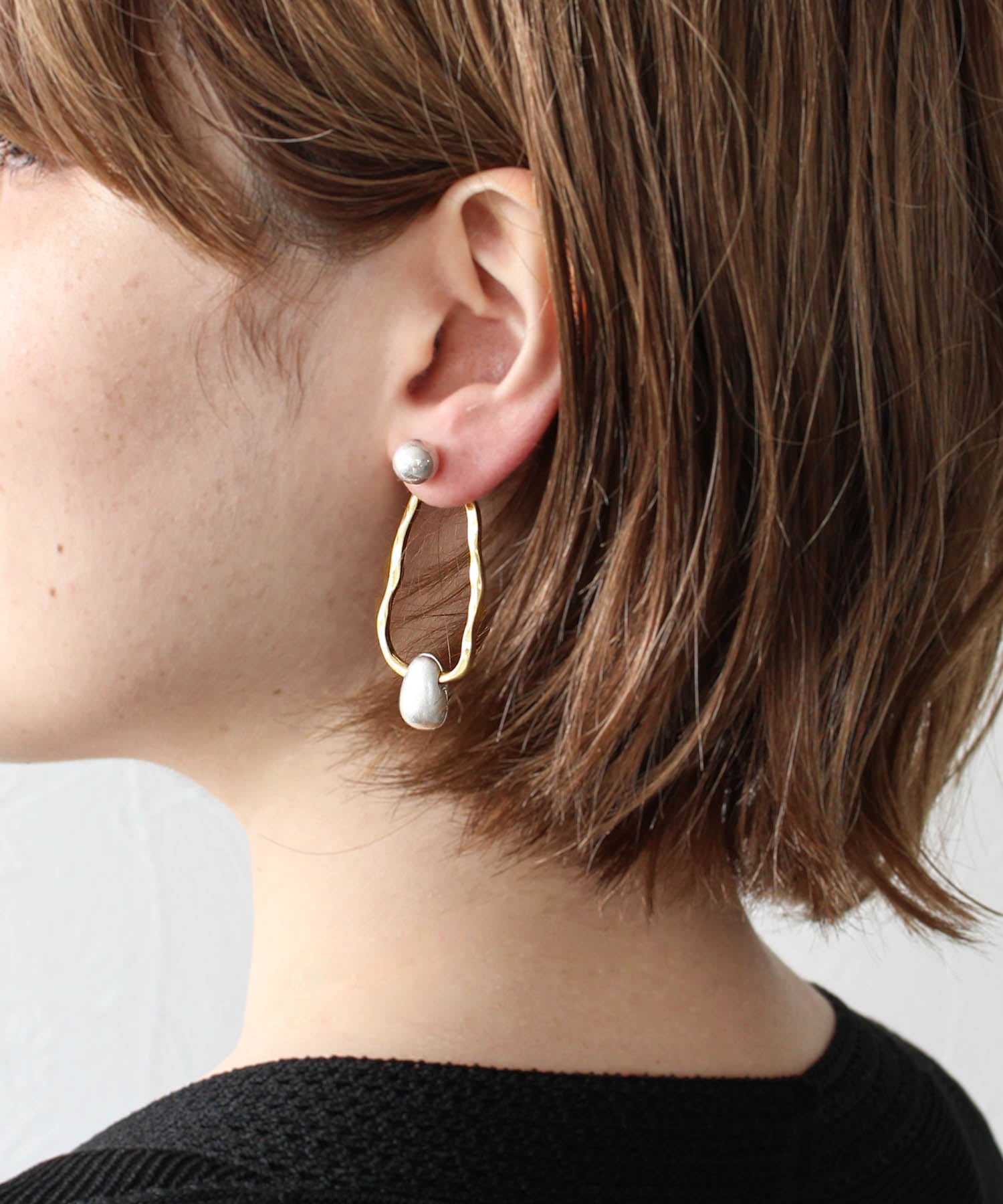 【LIMITED NUMBER 】コンビメッキオーバルピアス
