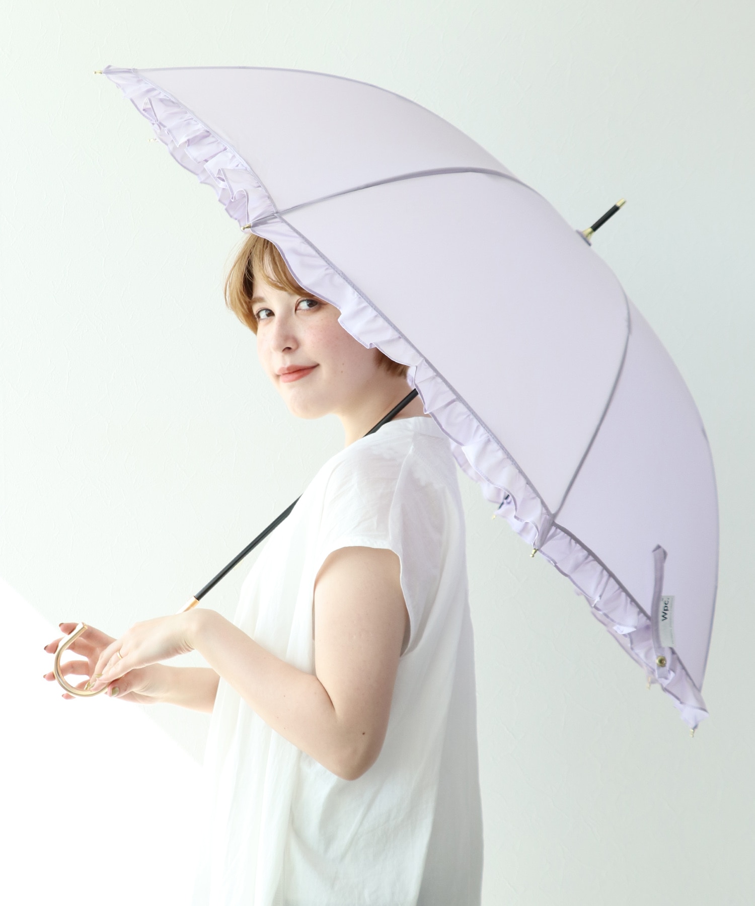 【Wpc.】フェミニンフリル長傘（晴雨兼用）