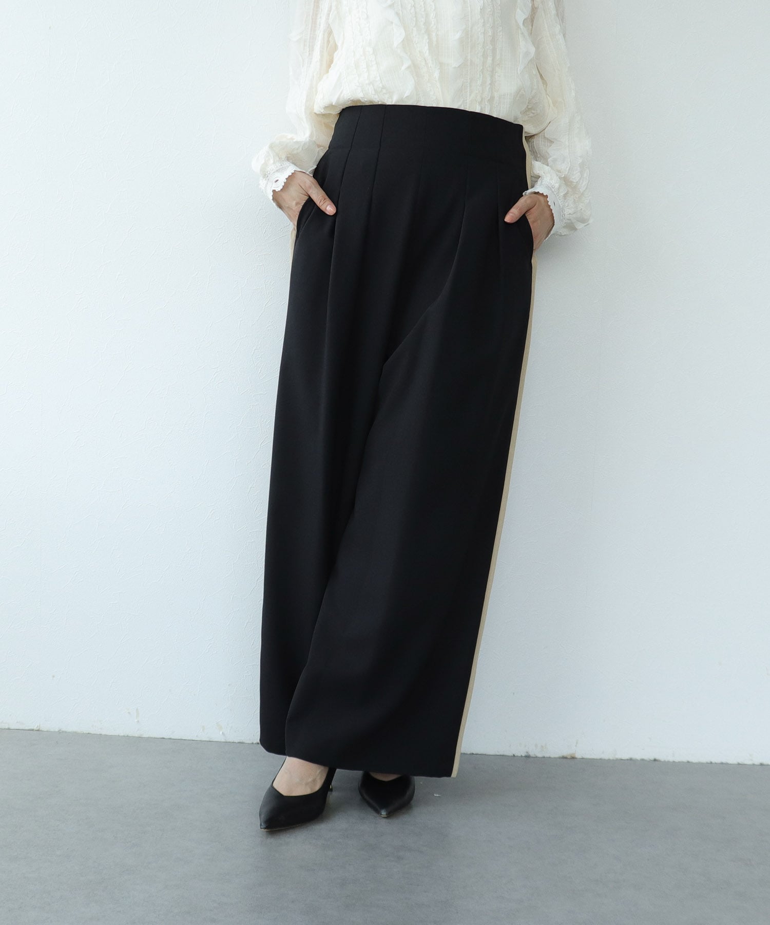 【RAW FUDGE】アシメフリルショルダー2Wayサロペット