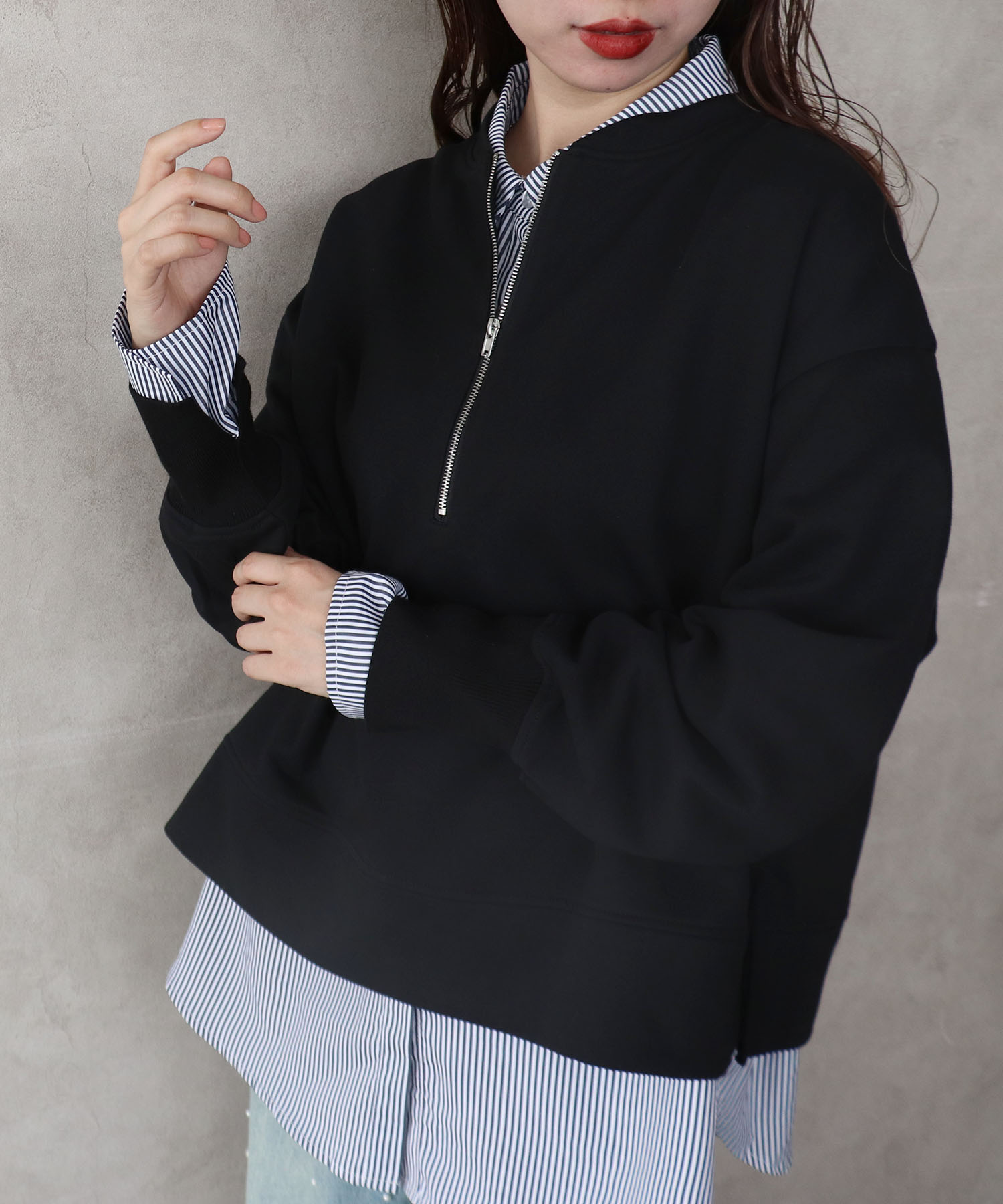 ハーフジップシャツセット