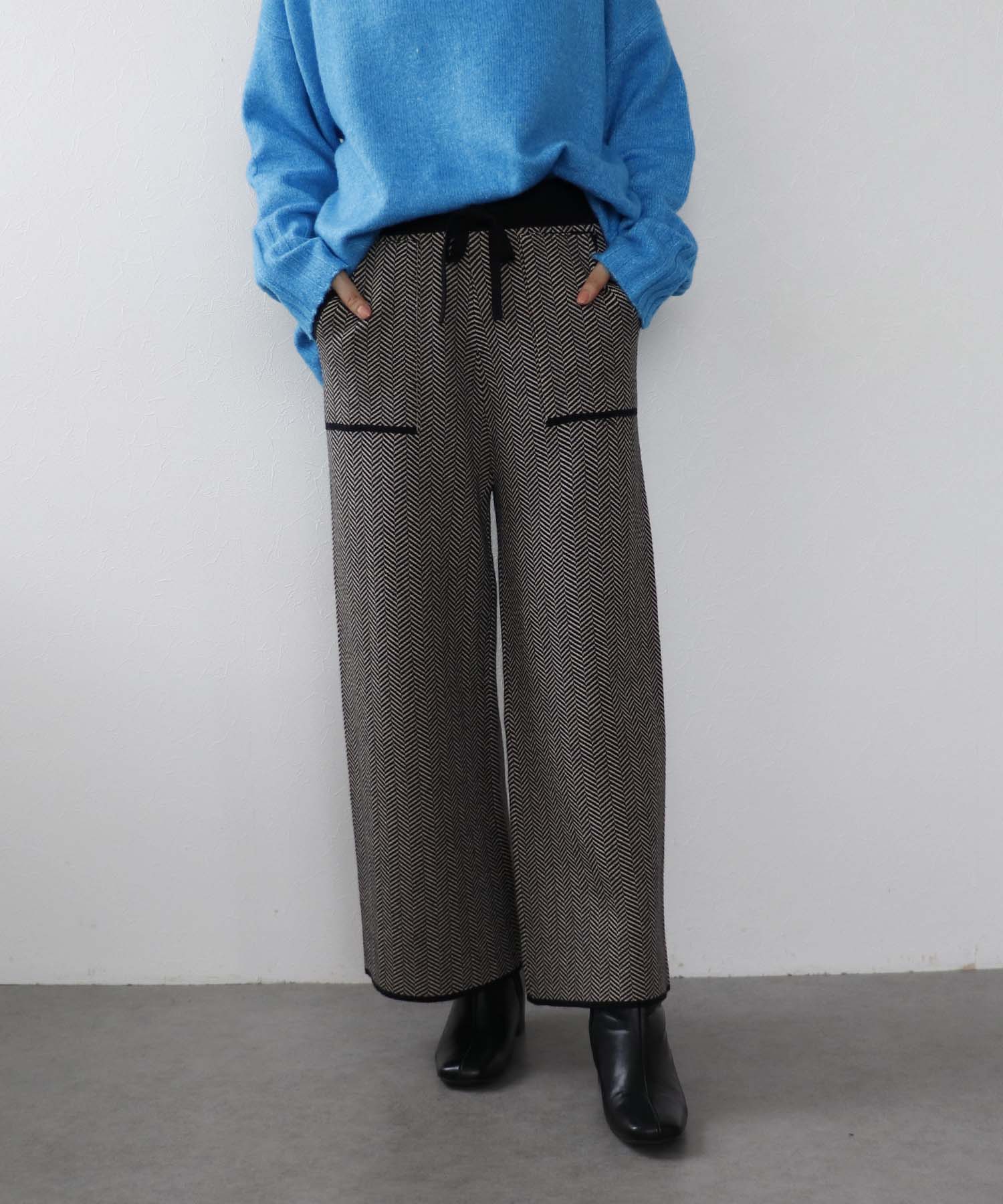 【WEB限定先行予約】ヘリンボーンニットパンツ