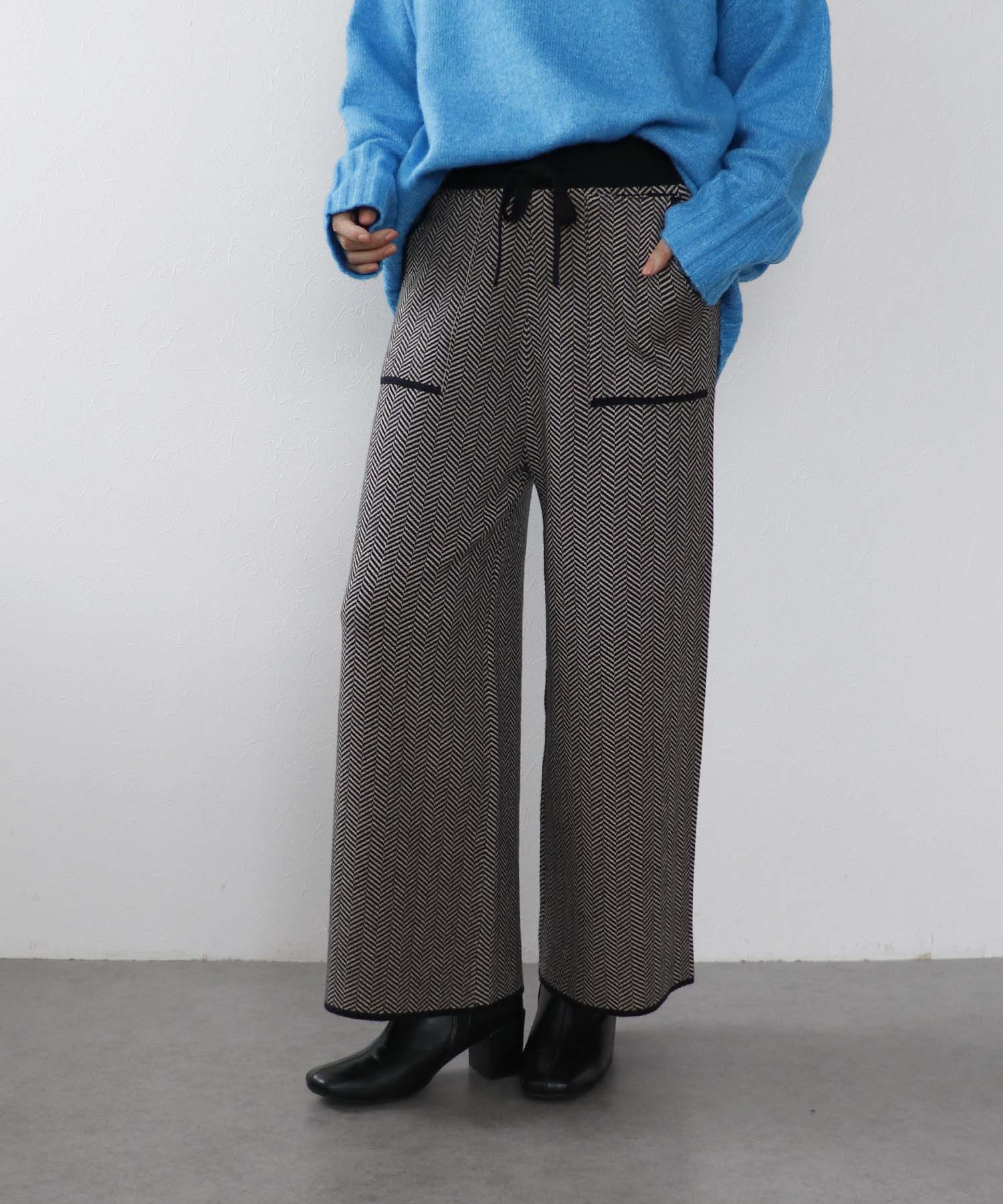 【WEB限定先行予約】ヘリンボーンニットパンツ