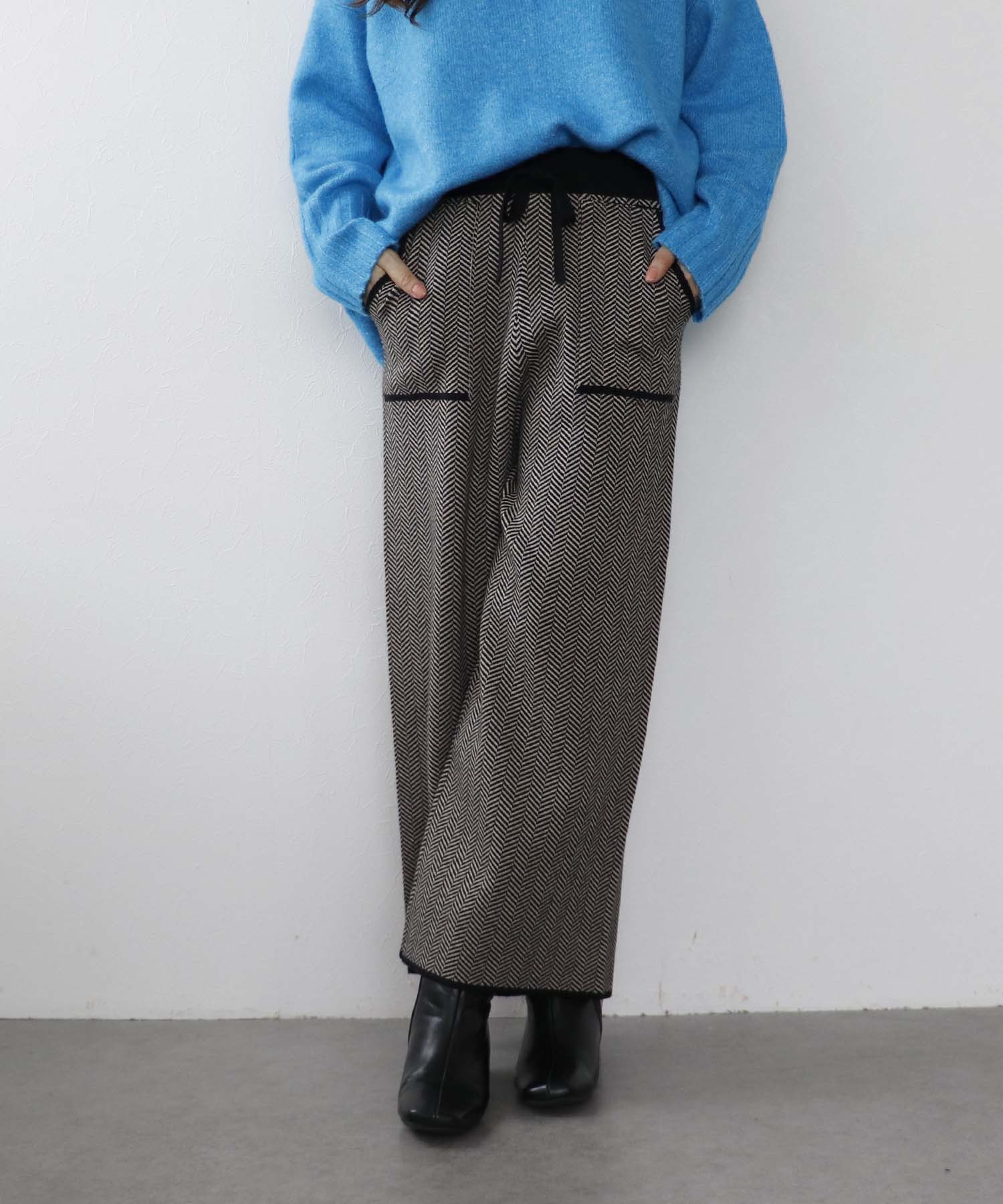 【WEB限定先行予約】ヘリンボーンニットパンツ