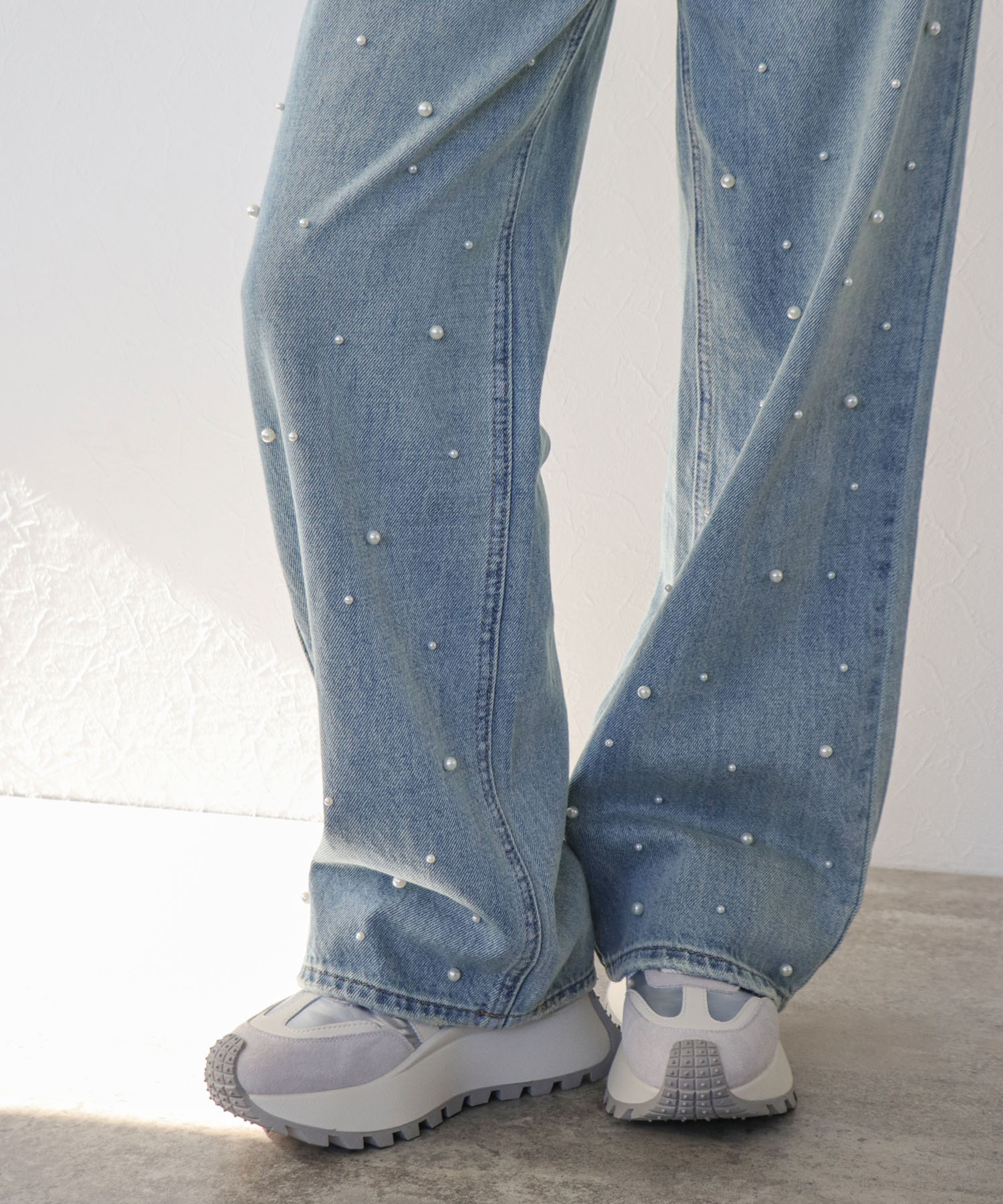 パール付デニムパンツ